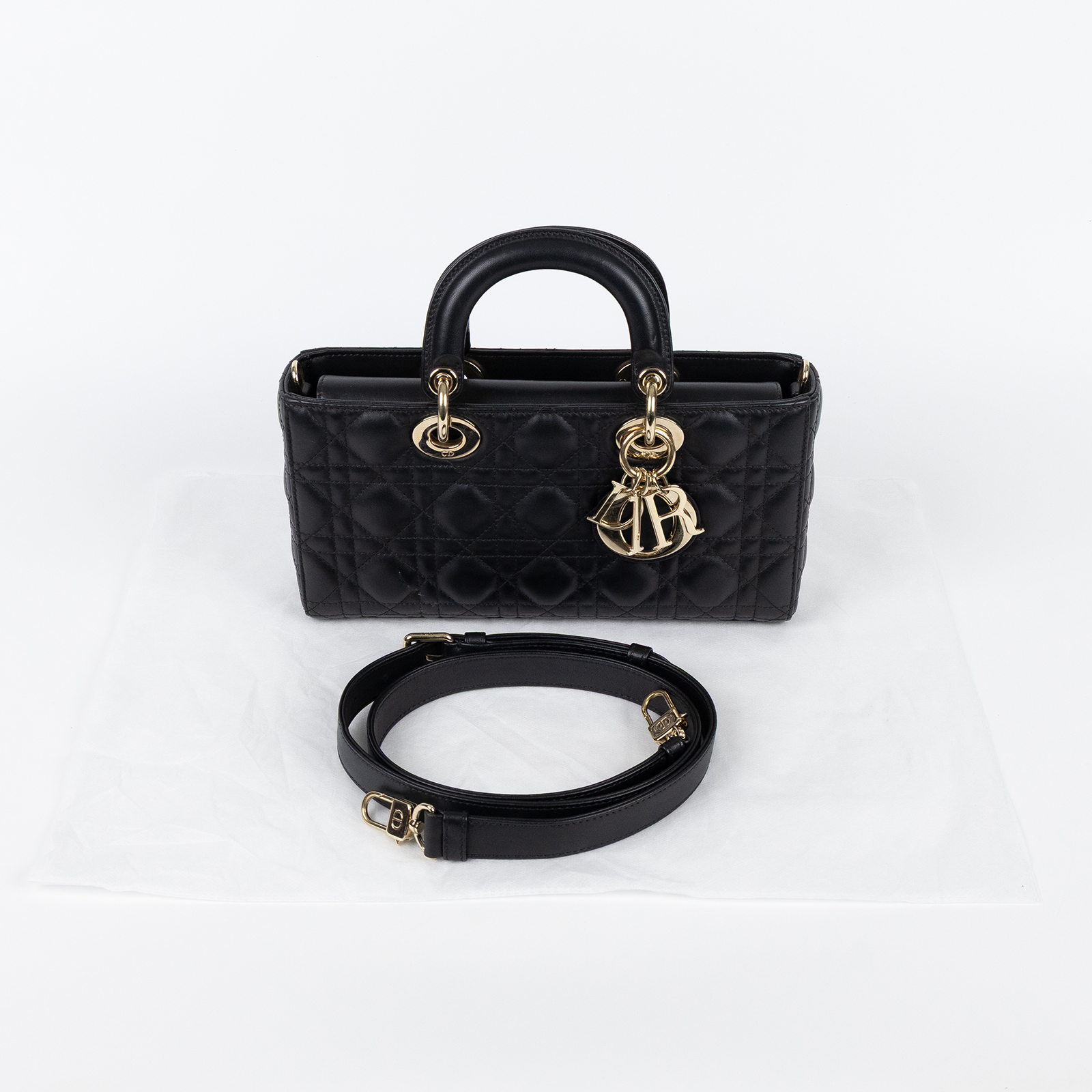 迪奧 CHRISTIAN DIOR Lady D-Joy 中型包 手提包 肩背包 斜背包 M0540ONGE 黑D-JOY 中號 背帶