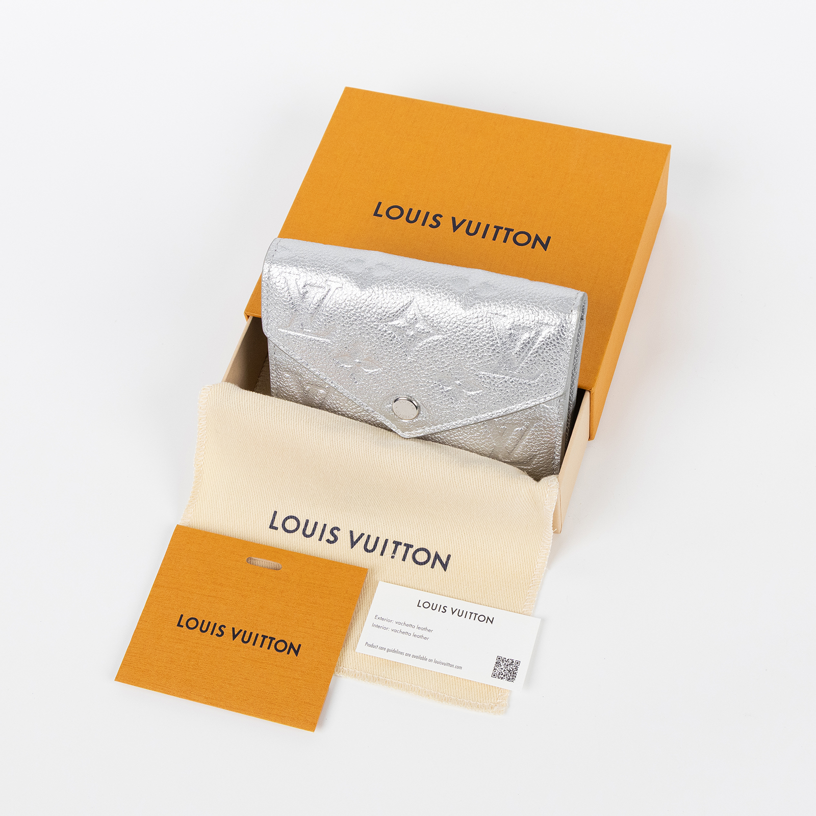 路易威登 LOUIS VUITTON Victorine 短夾 錢包 M26896 晶片款 銀VICTORINE三折短夾 原廠盒子/防塵袋