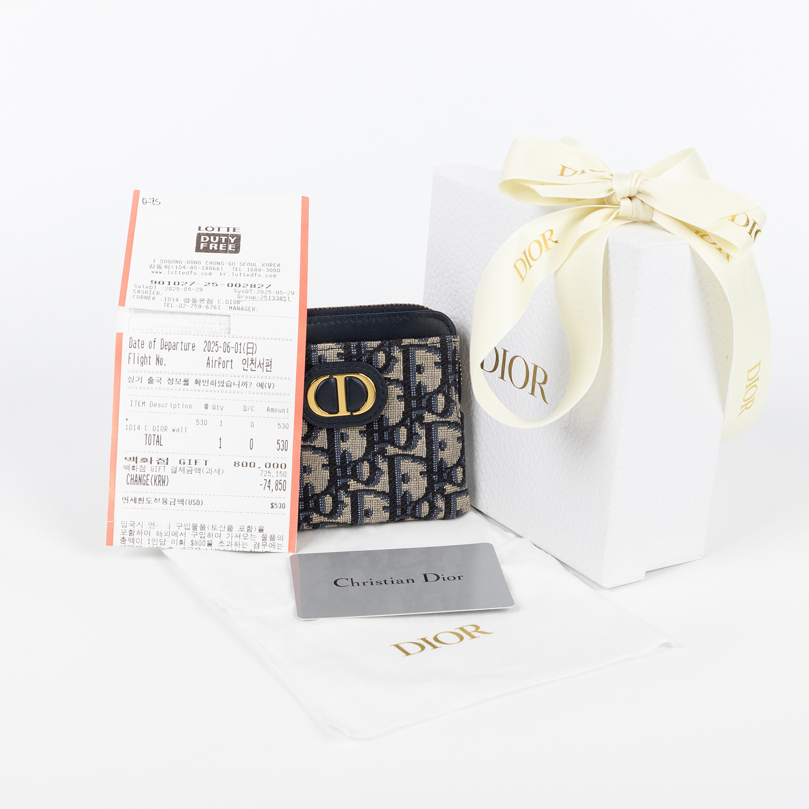 迪奧 CHRISTIAN DIOR 零錢包 卡包 S2309UTZQ 藍緹花拉鍊吐司零錢包 防塵袋/原廠盒子/韓國收據/保證卡