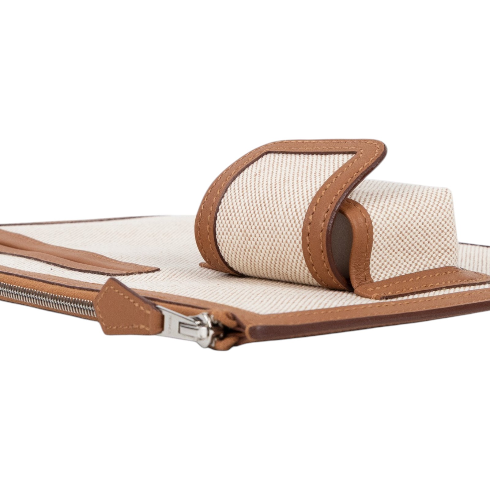愛馬仕 Hermes H Swift Canvas Cargo Travel Pouch 萬用旅行手拿包 米金 金棕色 銀色五金  W FS 004 GX  防塵袋