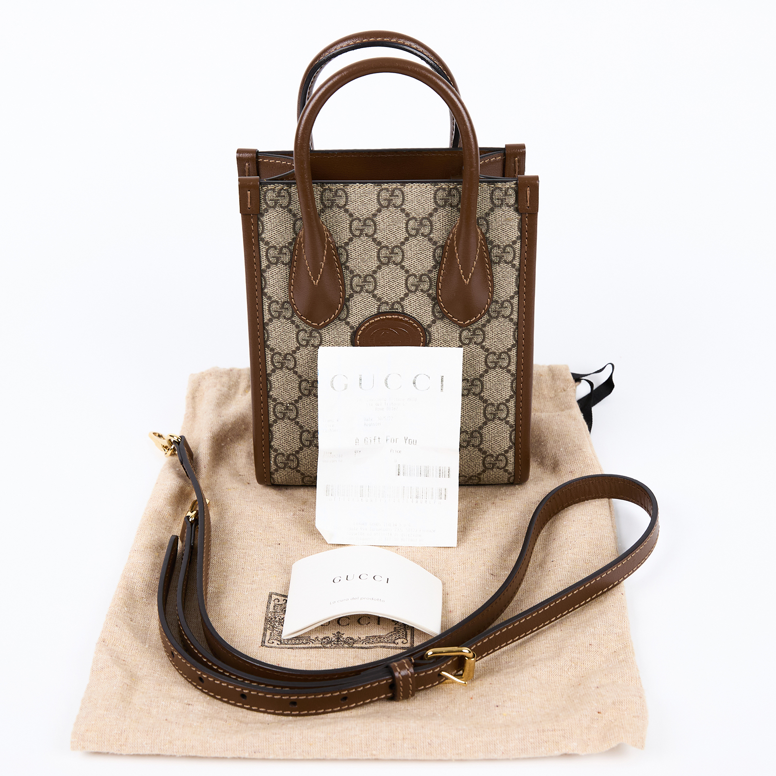 古馳 GUCCI Interlocking G 迷你 手提袋 671623 92TCG 咖INTERLOCKING琴譜包 防塵袋/背帶/購買證明