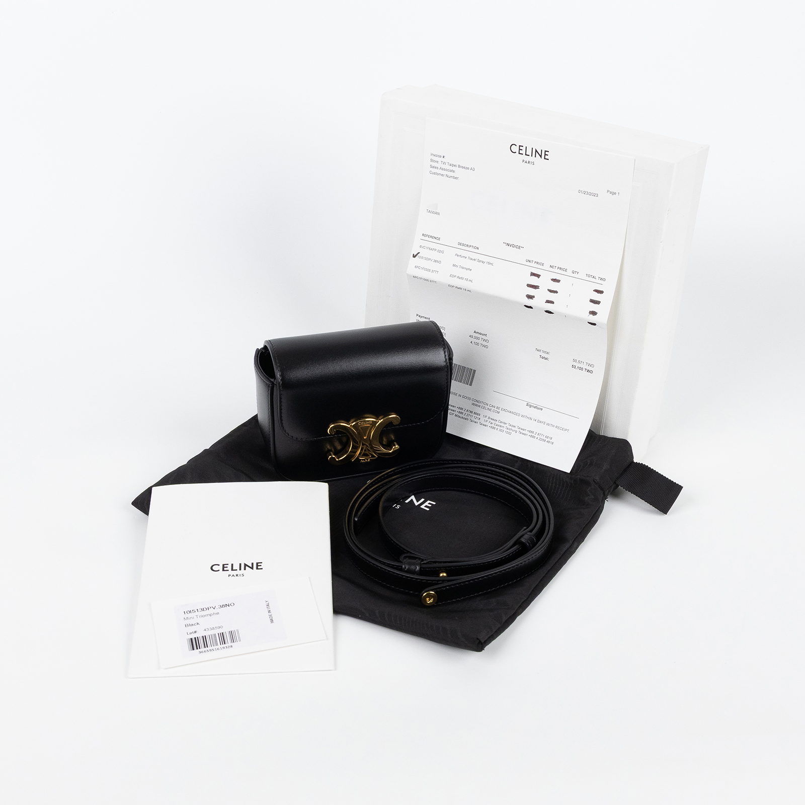 思琳 CELINE Claude 亮澤牛皮革 迷你 手袋 10I513DPV 黑MINI CLAUDE 防塵袋/原廠盒子/購買證明正本/背帶