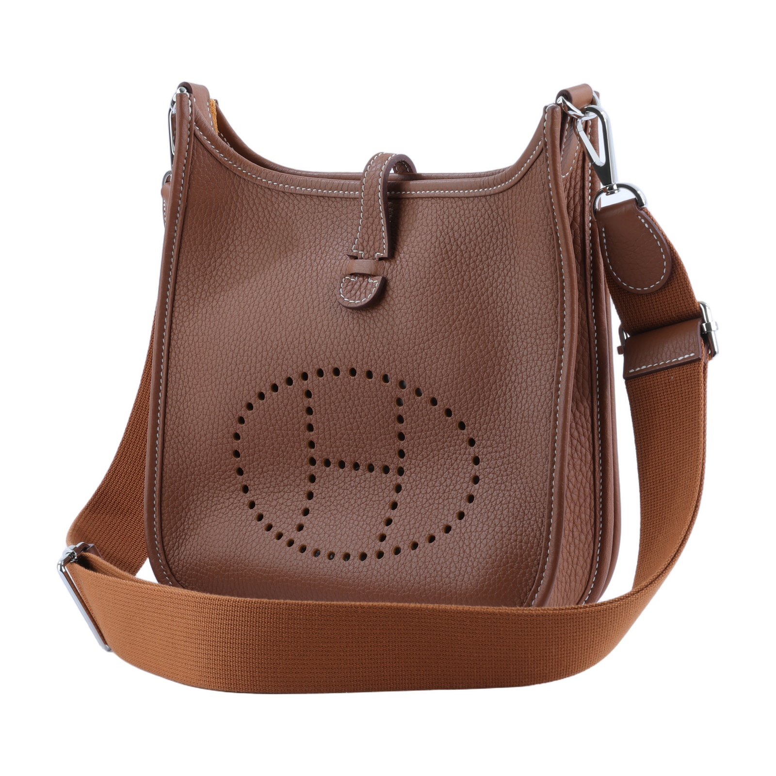 愛馬仕 Hermes Evelyne Bag 伊芙琳包 23 Poche III Bag 銀色五金 金棕 H087941CK37 /K VN 007 KD  背帶/防塵袋/原廠盒子
