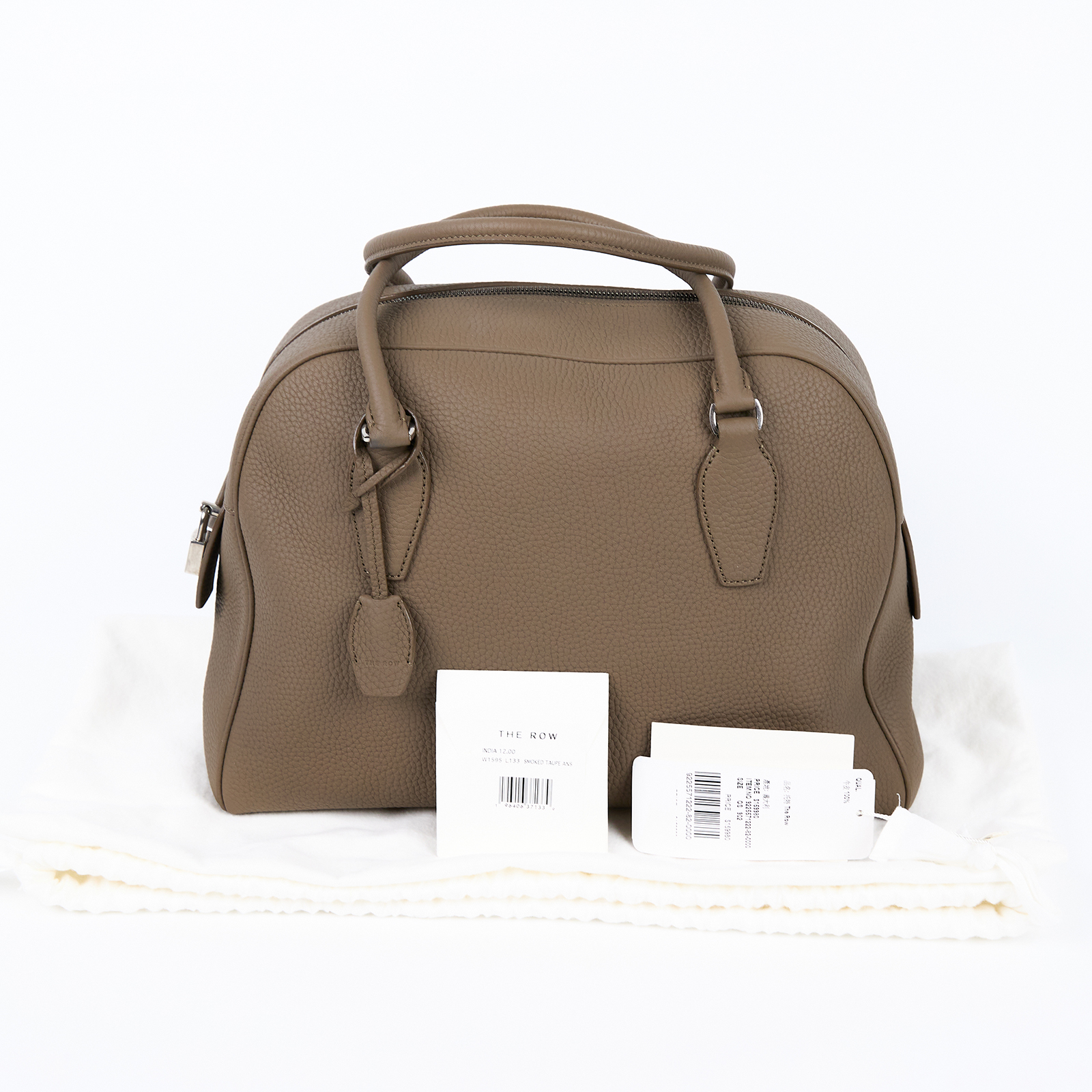 安靜奢華主義 THE ROW India 12 Bag 保齡球袋 手提包 W1595L133 煙灰褐INDIA手提包 防塵袋/鎖組