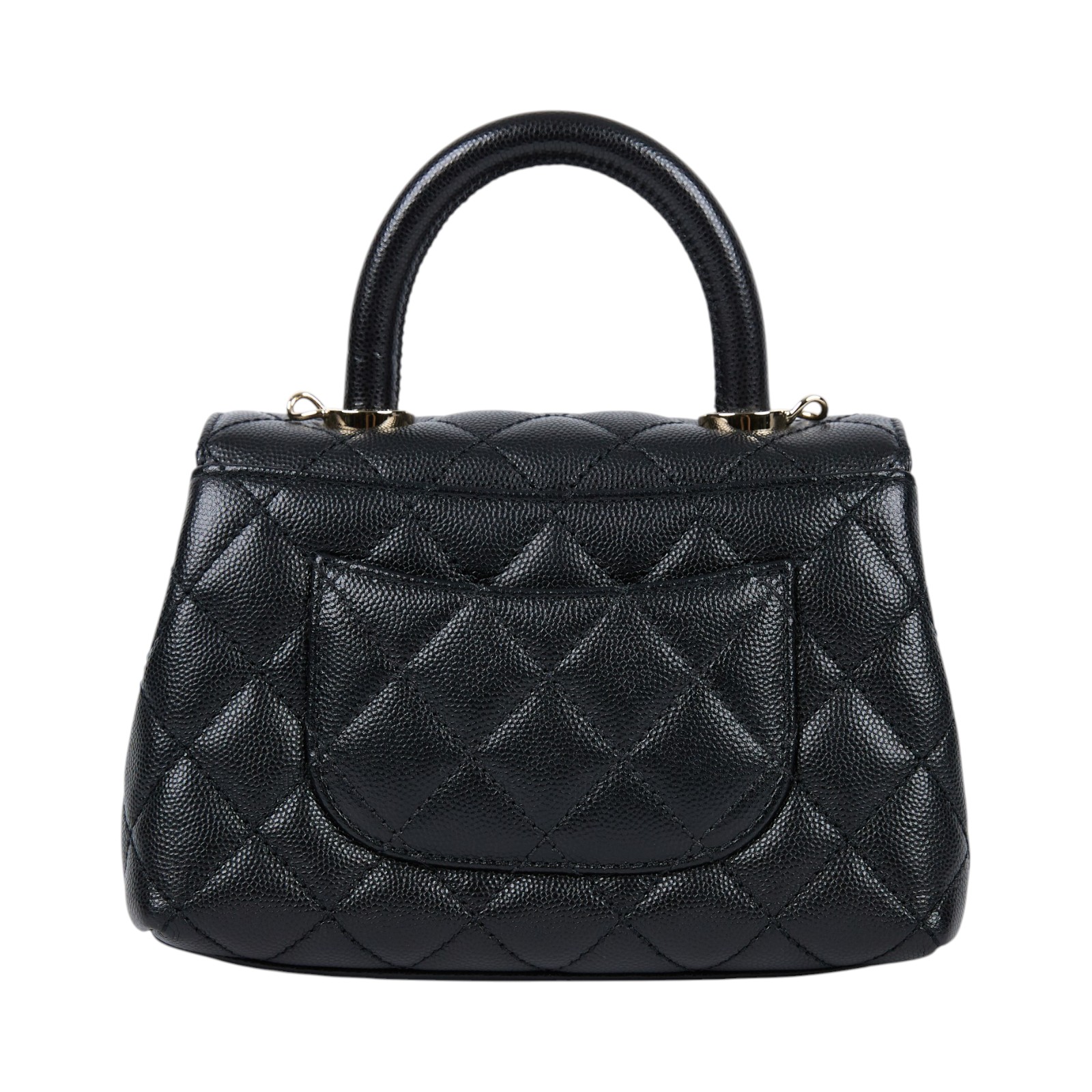香奈兒 CHANEL Handle 迷你 手提 口蓋包 AS2215 晶片款 黑荔枝 COCO HANDLE MINI 防塵袋/背帶