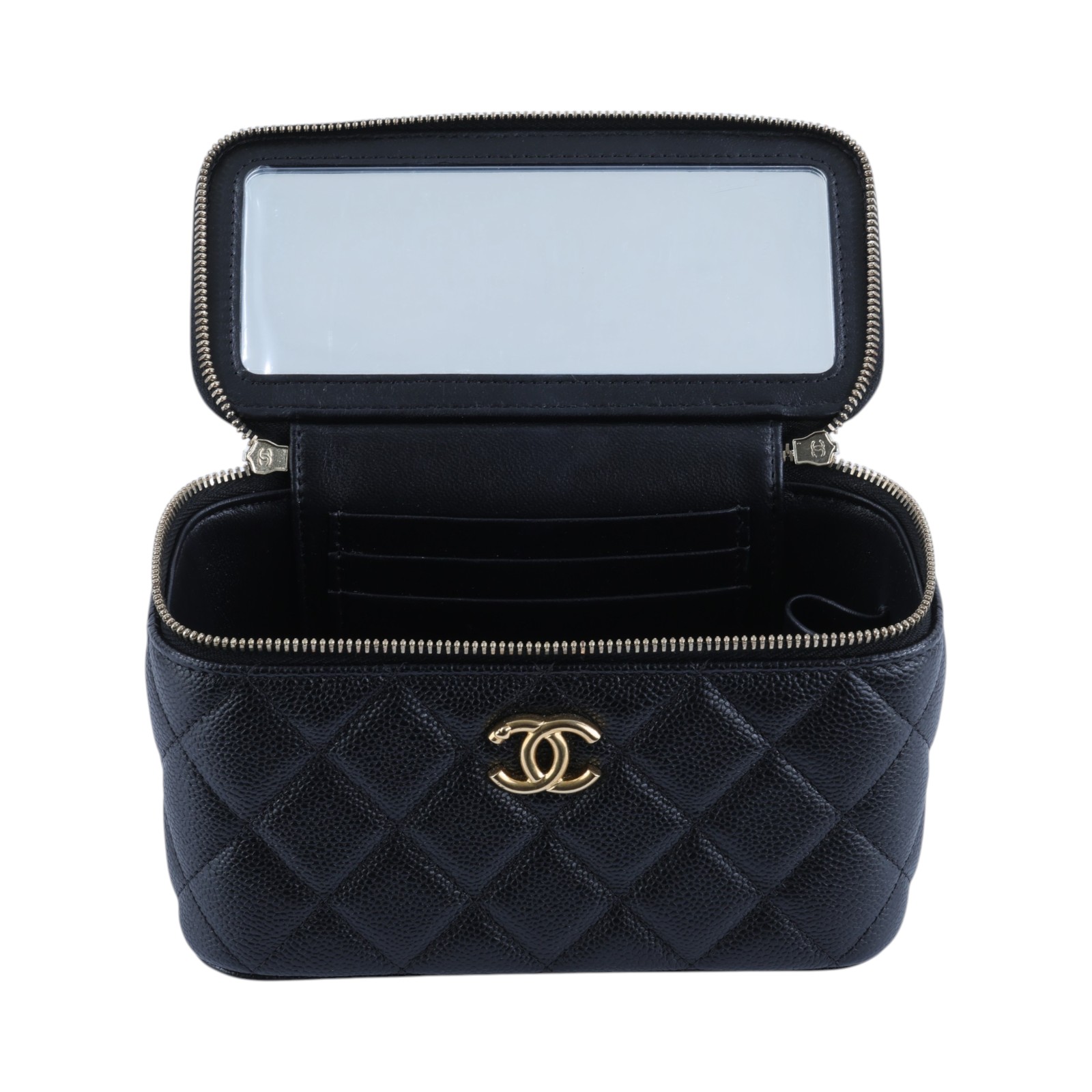 香奈兒 CHANEL Vanity 化妝箱 化妝盒 肩背包 斜背包 AP3204 晶片款 黑荔枝愛心調節長盒子 原廠盒子/防塵袋