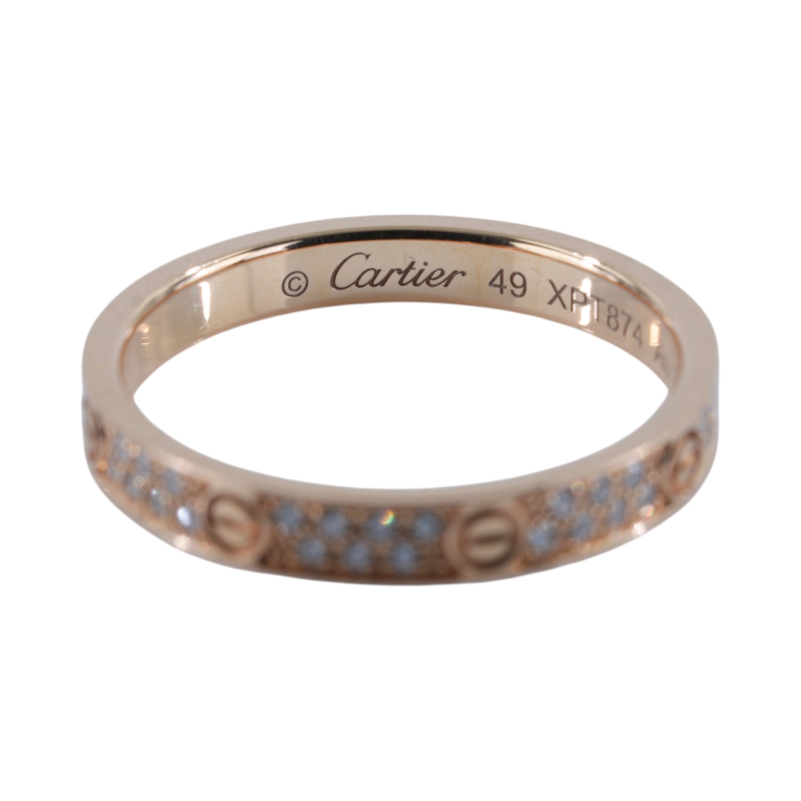 卡地亞 CARTIER LOVE 戒指 迷你款 黃K金 鋪鑲鑽石 B4218149 RG LOVE鋪鑲鑽窄版戒指 #49 原廠盒子/保書