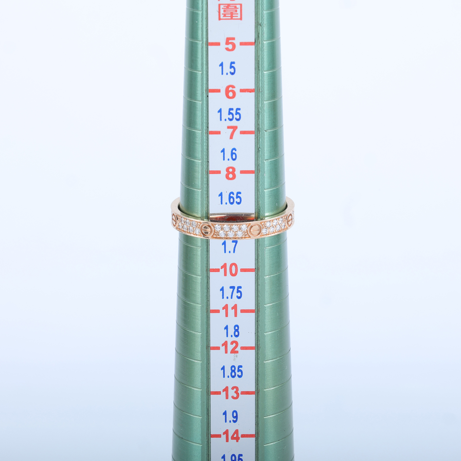 卡地亞 CARTIER LOVE 戒指 迷你款 黃K金 鋪鑲鑽石 B4218149 RG LOVE鋪鑲鑽窄版戒指 #49 原廠盒子/保書