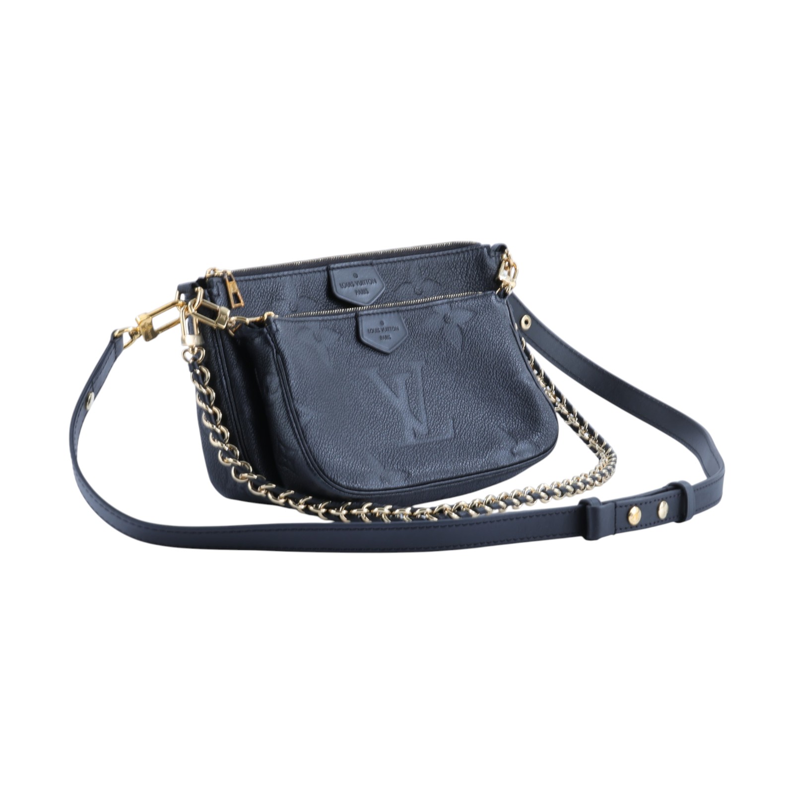 路易威登 LOUIS VUITTON Multi Pochette Accessoires 壓花牛皮 混合式 斜背袋 M80399 晶片款  防塵袋/背帶2/購買證明正本