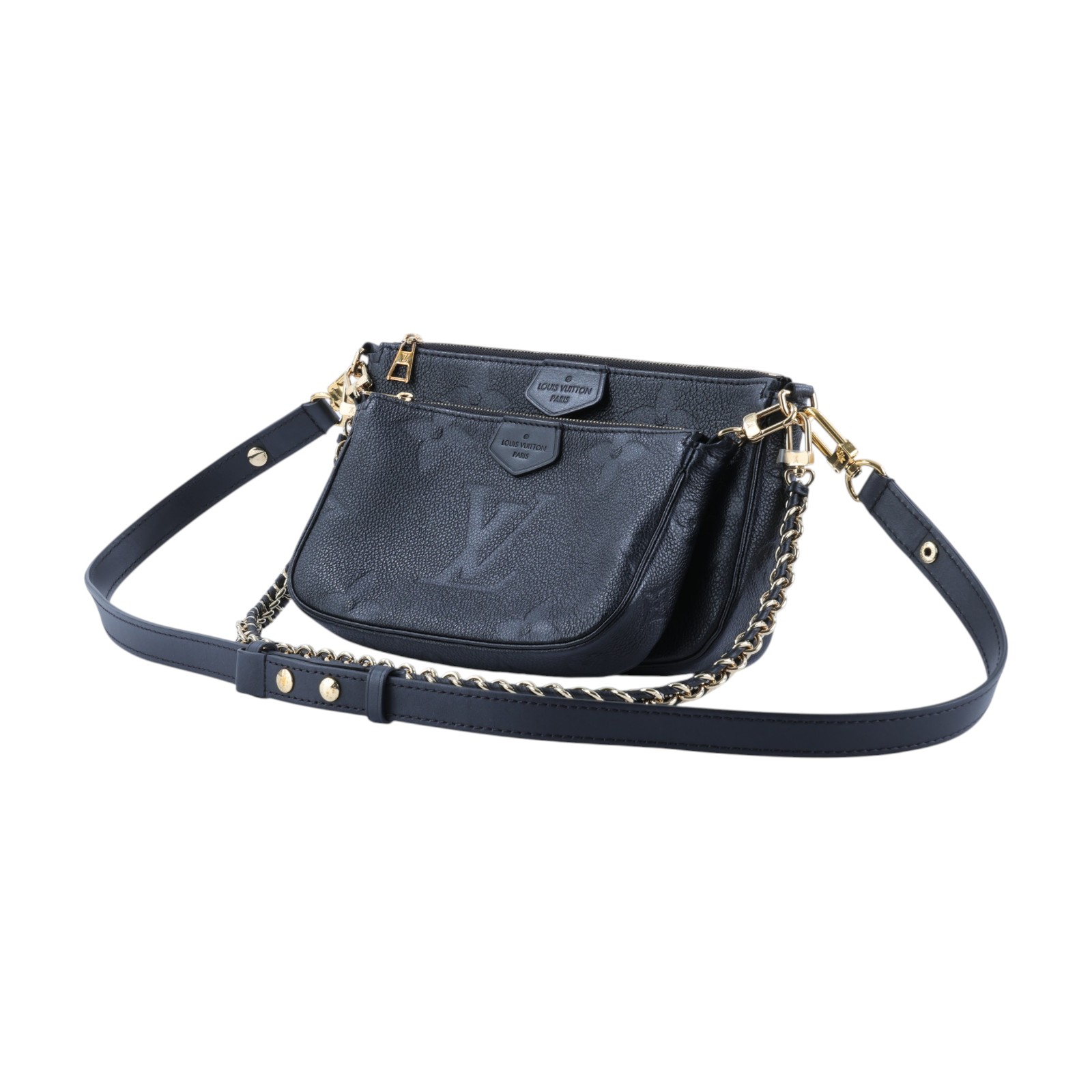 路易威登 LOUIS VUITTON Multi Pochette Accessoires 壓花牛皮 混合式 斜背袋 M80399 晶片款  防塵袋/背帶2/購買證明正本
