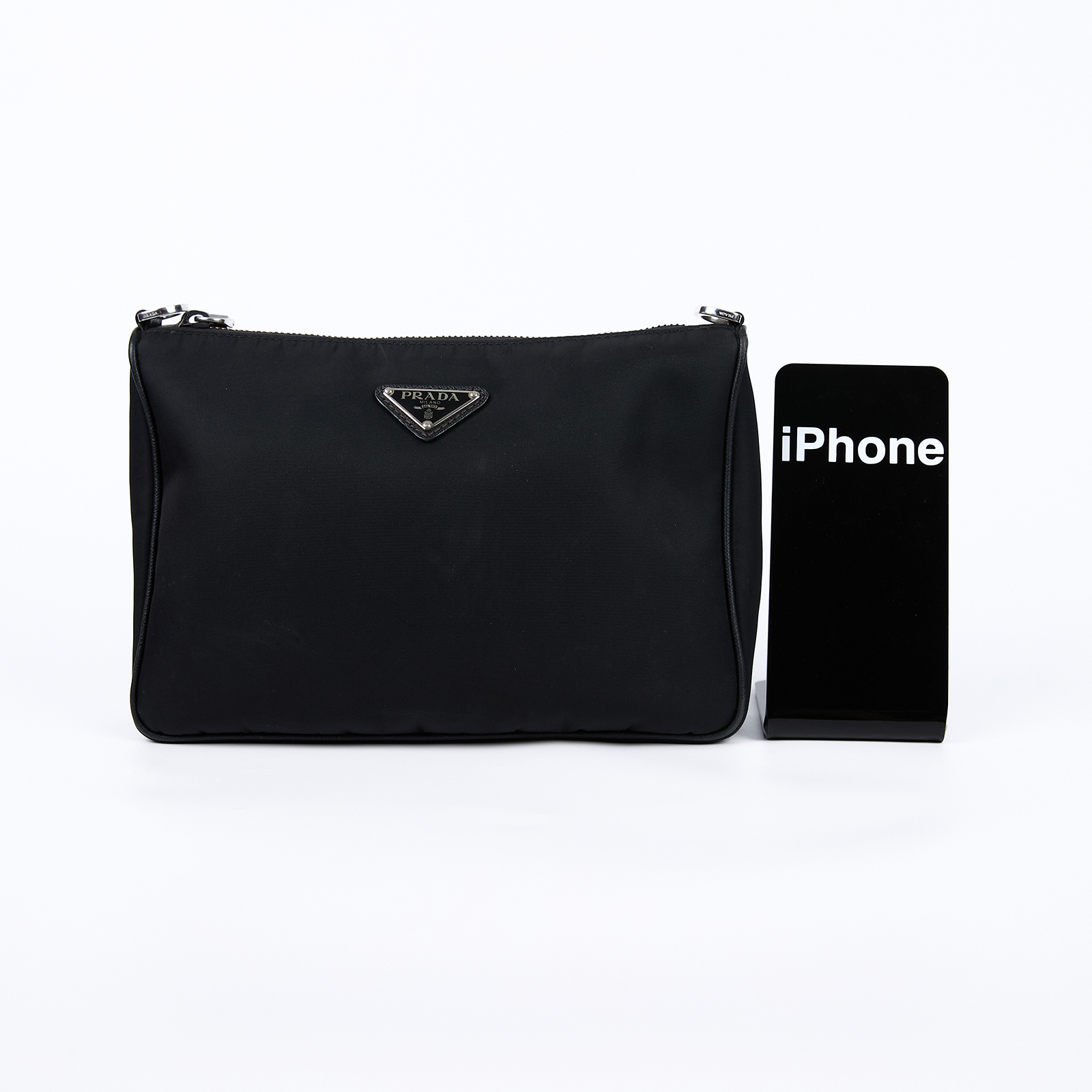 普拉達 PRADA Re-Nylon Saffiano 皮革肩背袋 2VH113_2DMH 黑尼龍二合一斜背包 背帶/內袋
