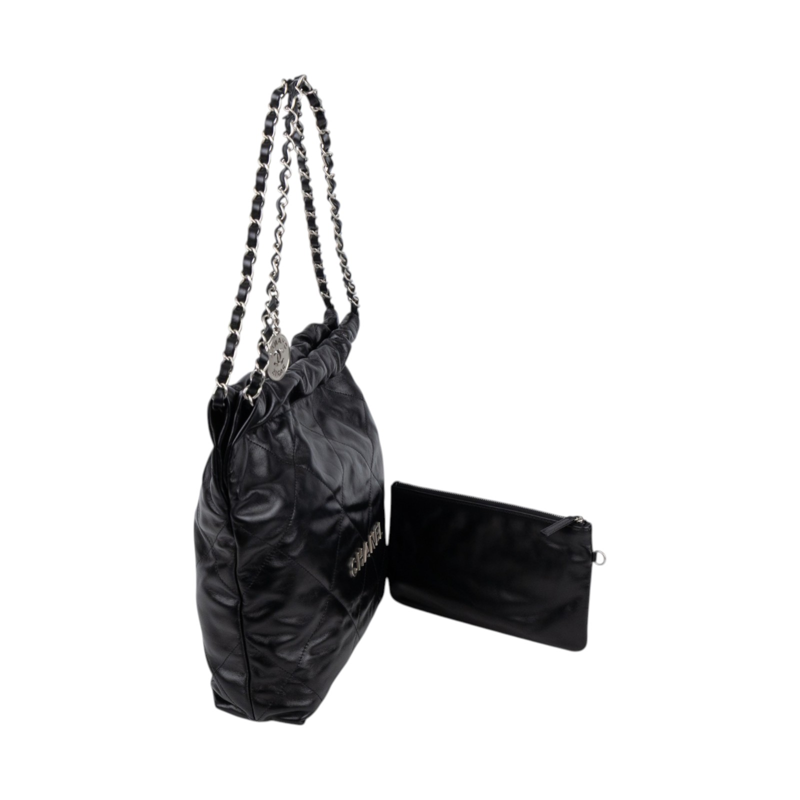香奈兒 CHANEL 22 小型 流浪包 肩背包 AS3260 晶片款 黑銀22包小號 防塵袋/內袋