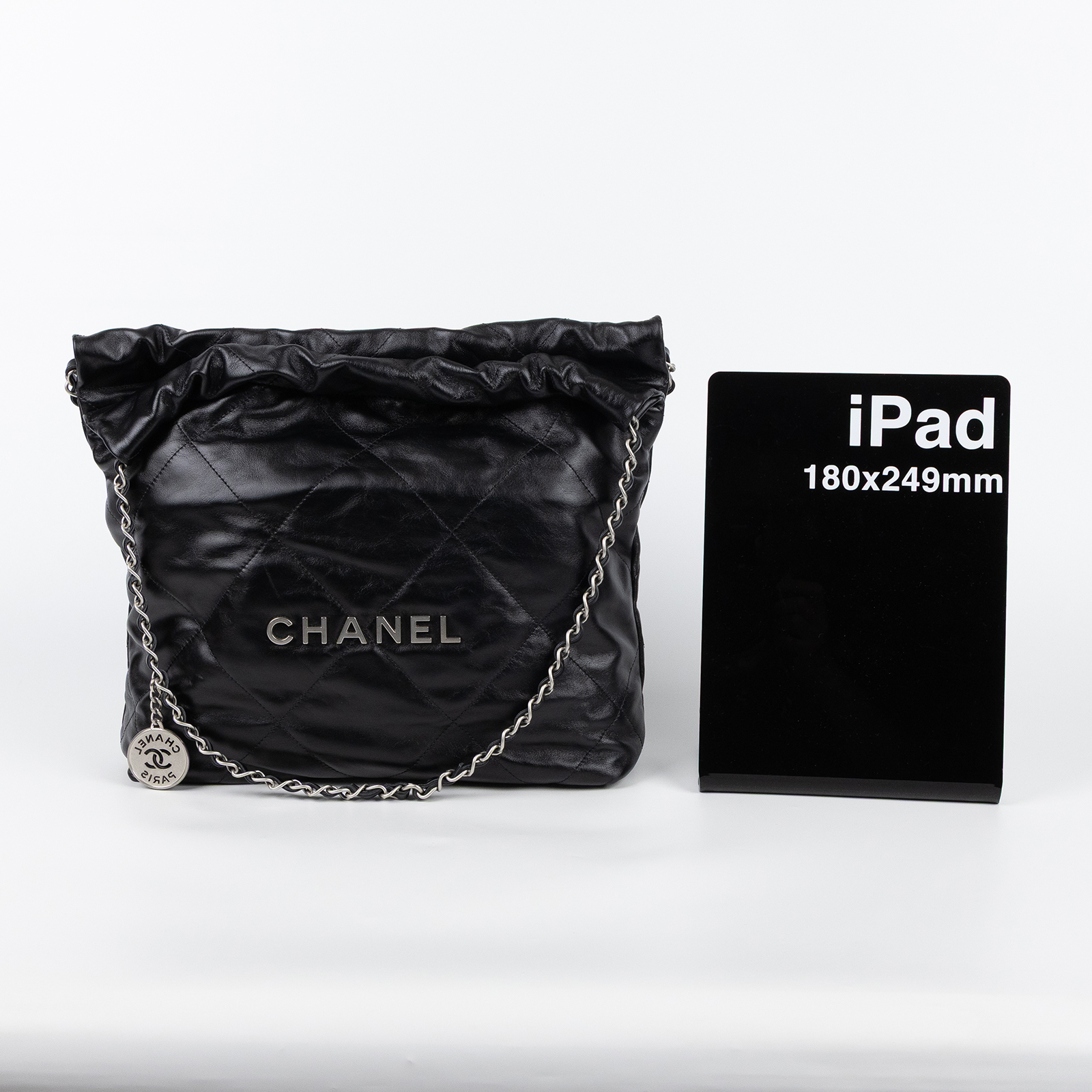 香奈兒 CHANEL 22 小型 流浪包 肩背包 AS3260 晶片款 黑銀22包小號 防塵袋/內袋