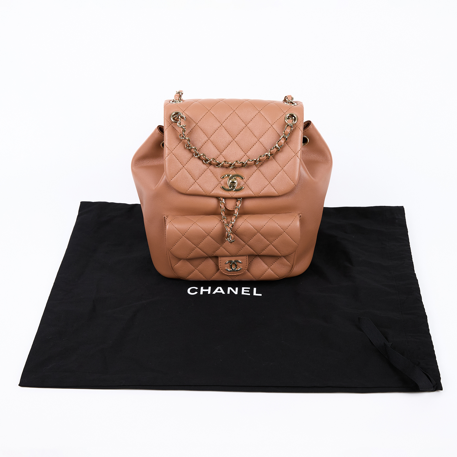 香奈兒 CHANEL Duma 後背包 中型 AS3618 晶片款 藕膚DUMA LARGE 防塵袋