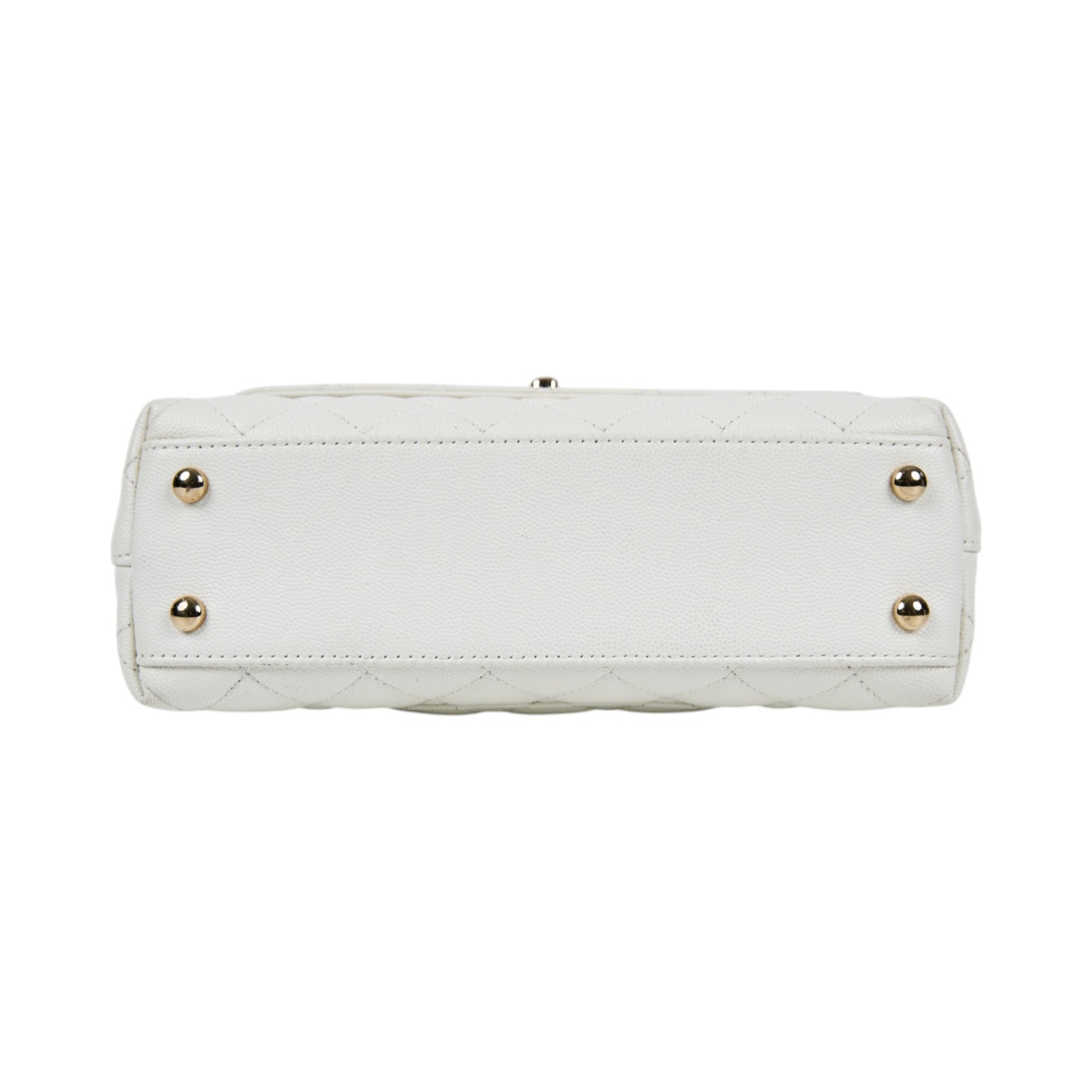 香奈兒 CHANEL Handle 24 手提 口蓋包 A92990 晶片款 白淡金荔枝COCO HANDLE 24 防塵袋/背帶