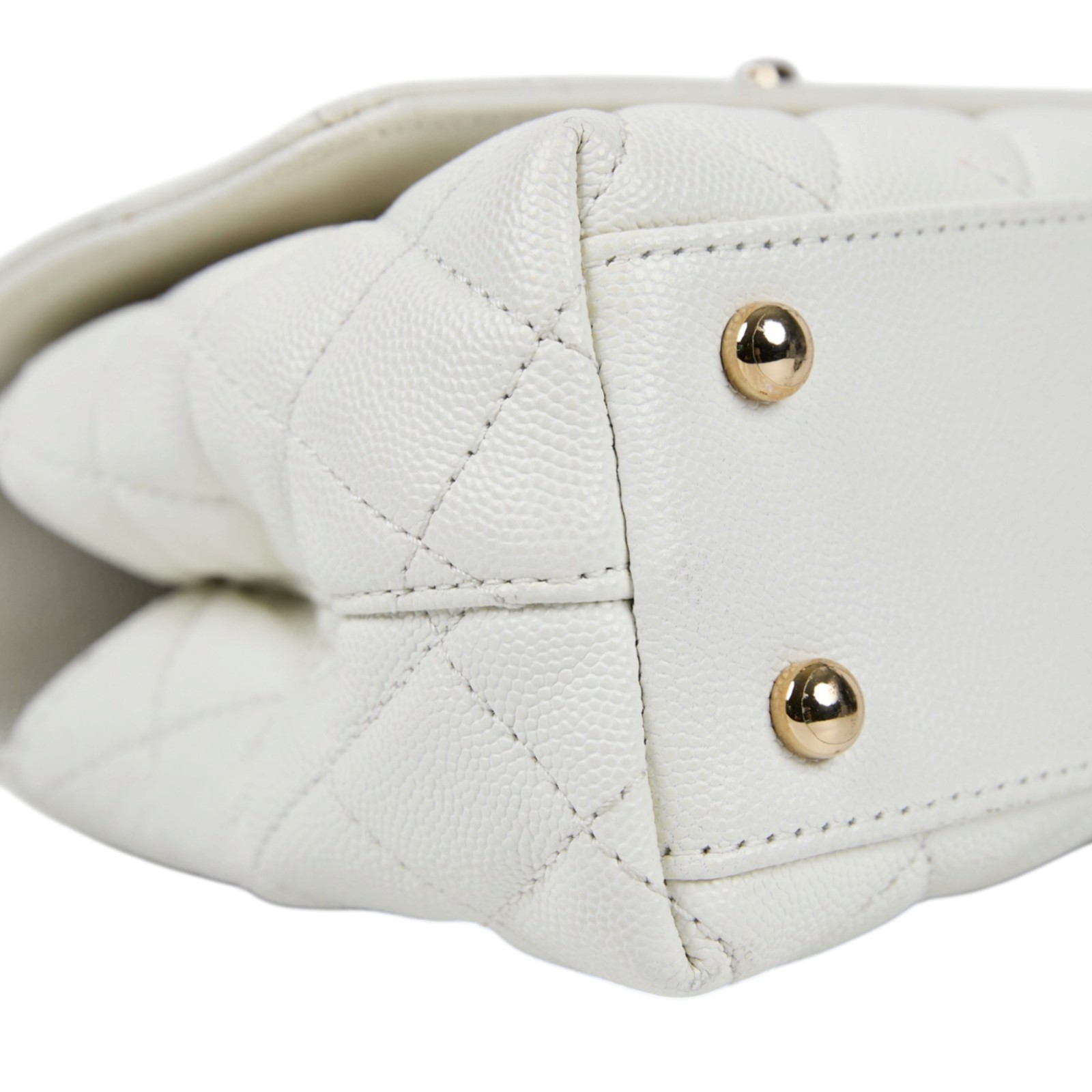 香奈兒 CHANEL Handle 24 手提 口蓋包 A92990 晶片款 白淡金荔枝COCO HANDLE 24 防塵袋/背帶