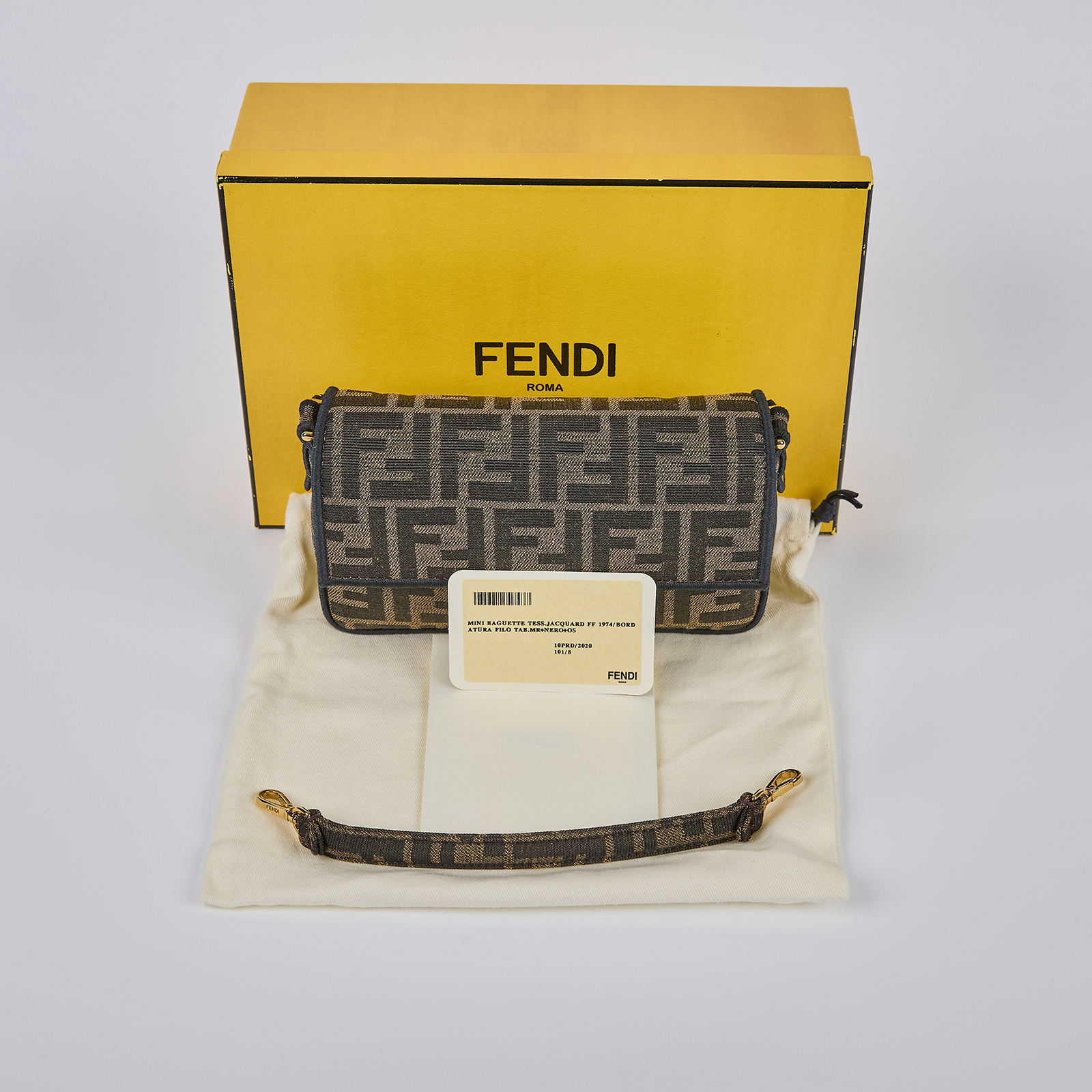 芬迪 FENDI Baguette FF 肩背包 手提包 8BS017A6V5 棕FF BAGUETTE MINI 原廠盒子/防塵袋/背帶