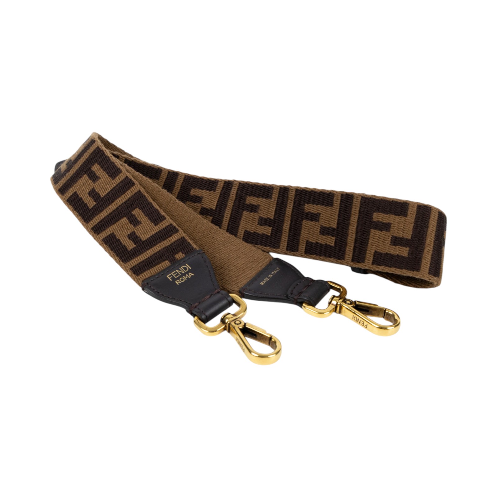 芬迪 FENDI Strap you 織物 肩背帶 8AV120A5KZ 棕FF帆布背帶 防塵袋