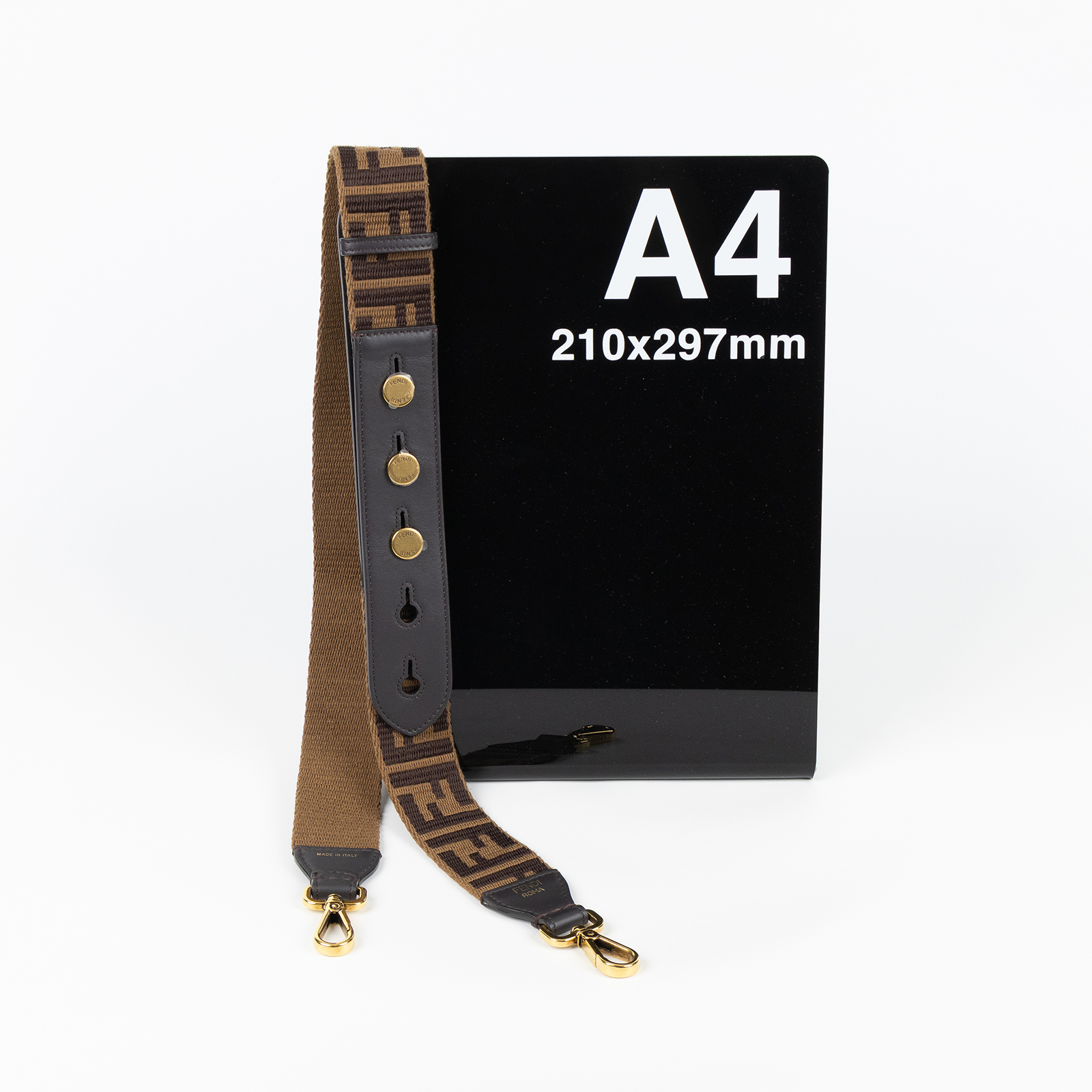 芬迪 FENDI Strap you 織物 肩背帶 8AV120A5KZ 棕FF帆布背帶 防塵袋