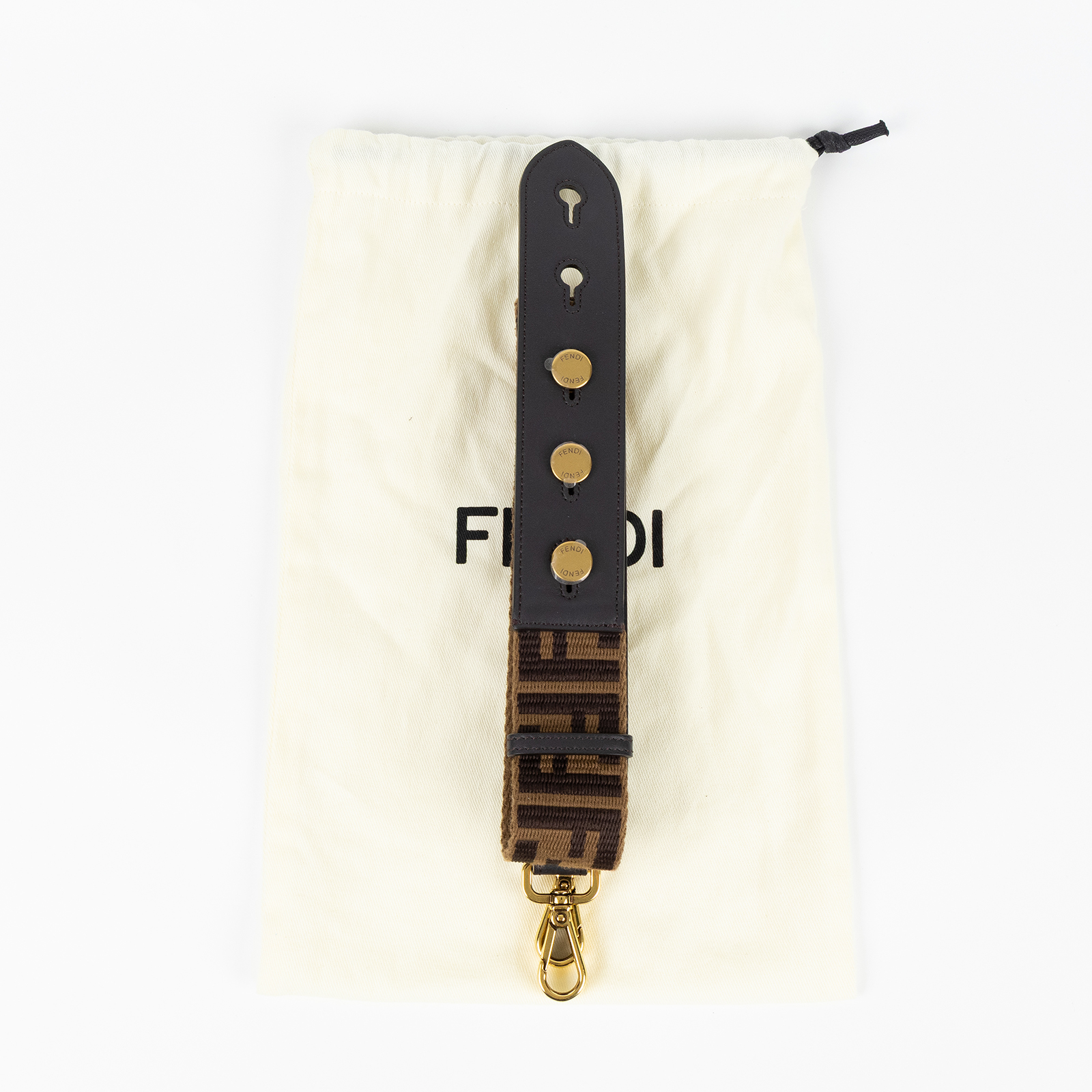 芬迪 FENDI Strap you 織物 肩背帶 8AV120A5KZ 棕FF帆布背帶 防塵袋