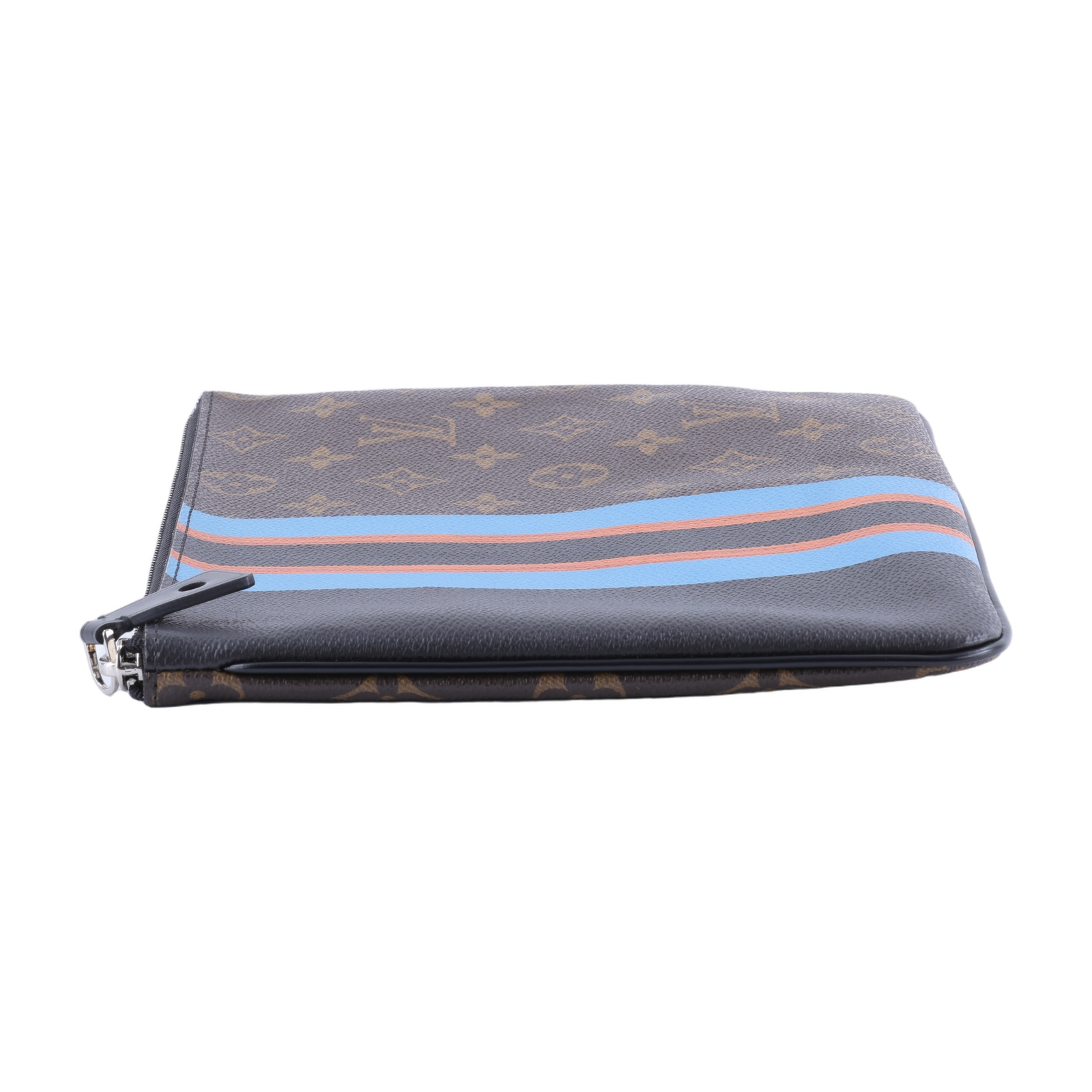 路易威登 LOUIS VUITTON Plate MM 手拿包 M62378 原花拼藍橘線條手拿包 防塵袋