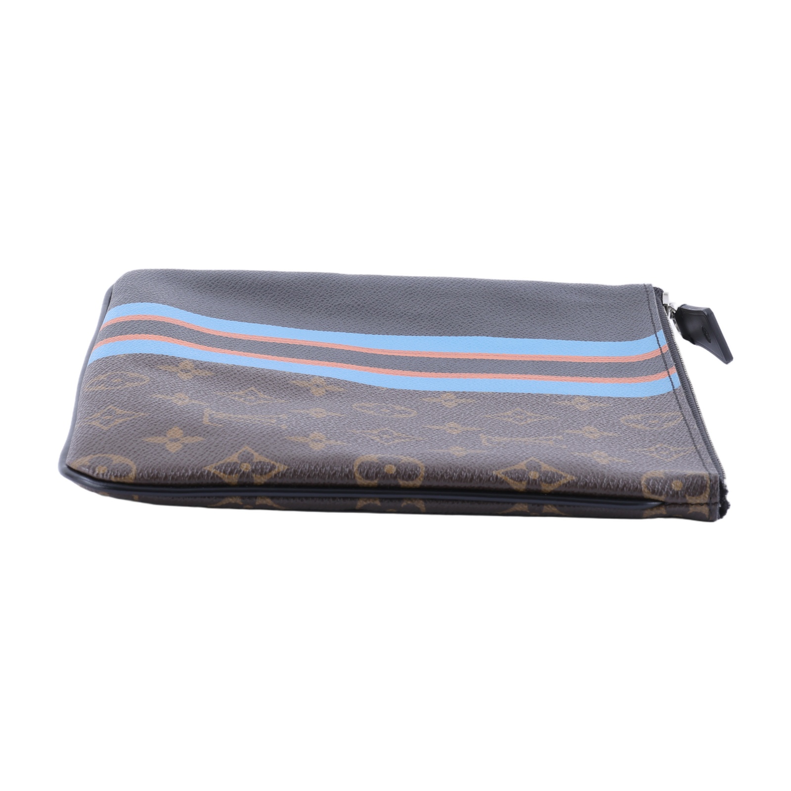 路易威登 LOUIS VUITTON Plate MM 手拿包 M62378 原花拼藍橘線條手拿包 防塵袋