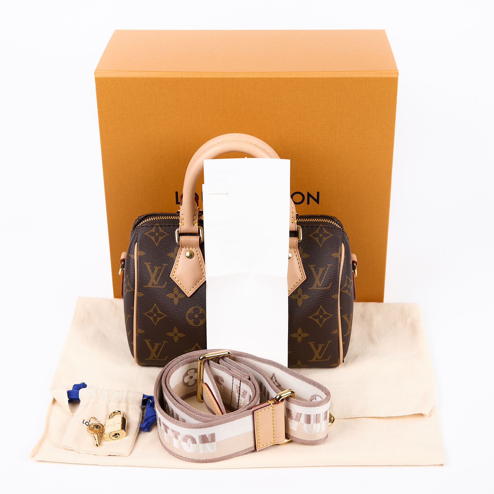 路易威登 LOUIS VUITTON Speedy Bandoulière 20 米色 帆布 手提 斜背 波士頓包 M46222 晶片款  原廠盒子/防塵袋/背帶/鎖組/購買證明