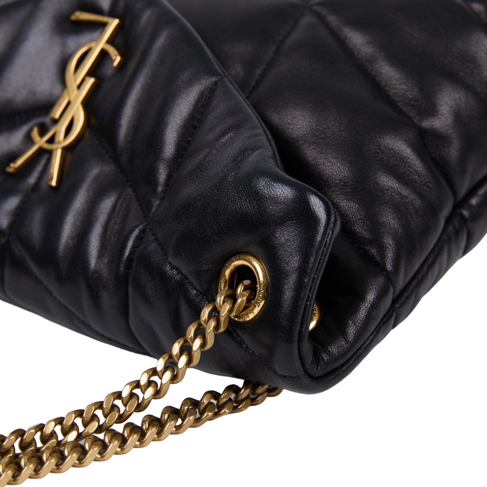 聖羅蘭 YSL SAINT LAURENT Puffer 絎縫納帕皮包 小型 金色五金 5774761EL07 黑金PUFFER小號 防塵袋
