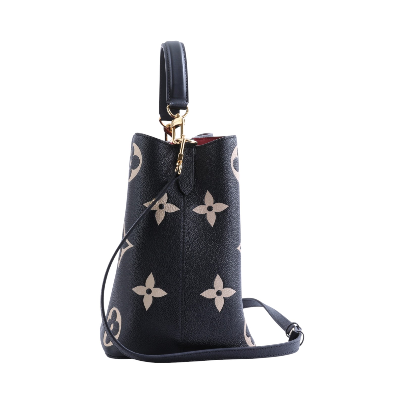 路易威登 LOUIS VUITTON NéoNoé MM 皮革 肩背 水桶包 黑色/奶油色 M45497 晶片款  背帶2/內袋/防塵袋