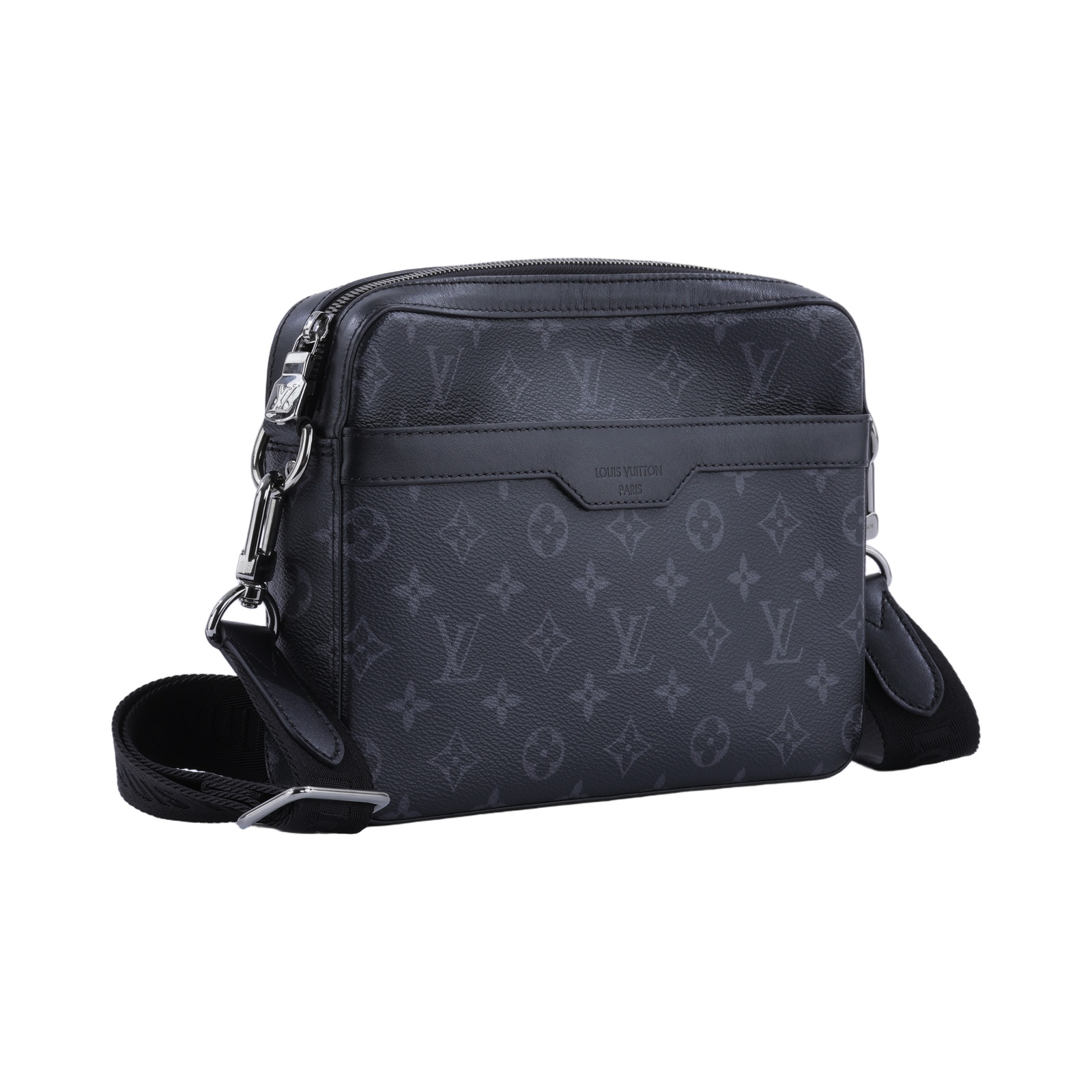 路易威登 LOUIS VUITTON Trio 郵差包 Eclipse帆布 黑色 灰色 M69443 晶片款  日本購買證明正本/防塵袋/原廠盒子/內袋2/背帶