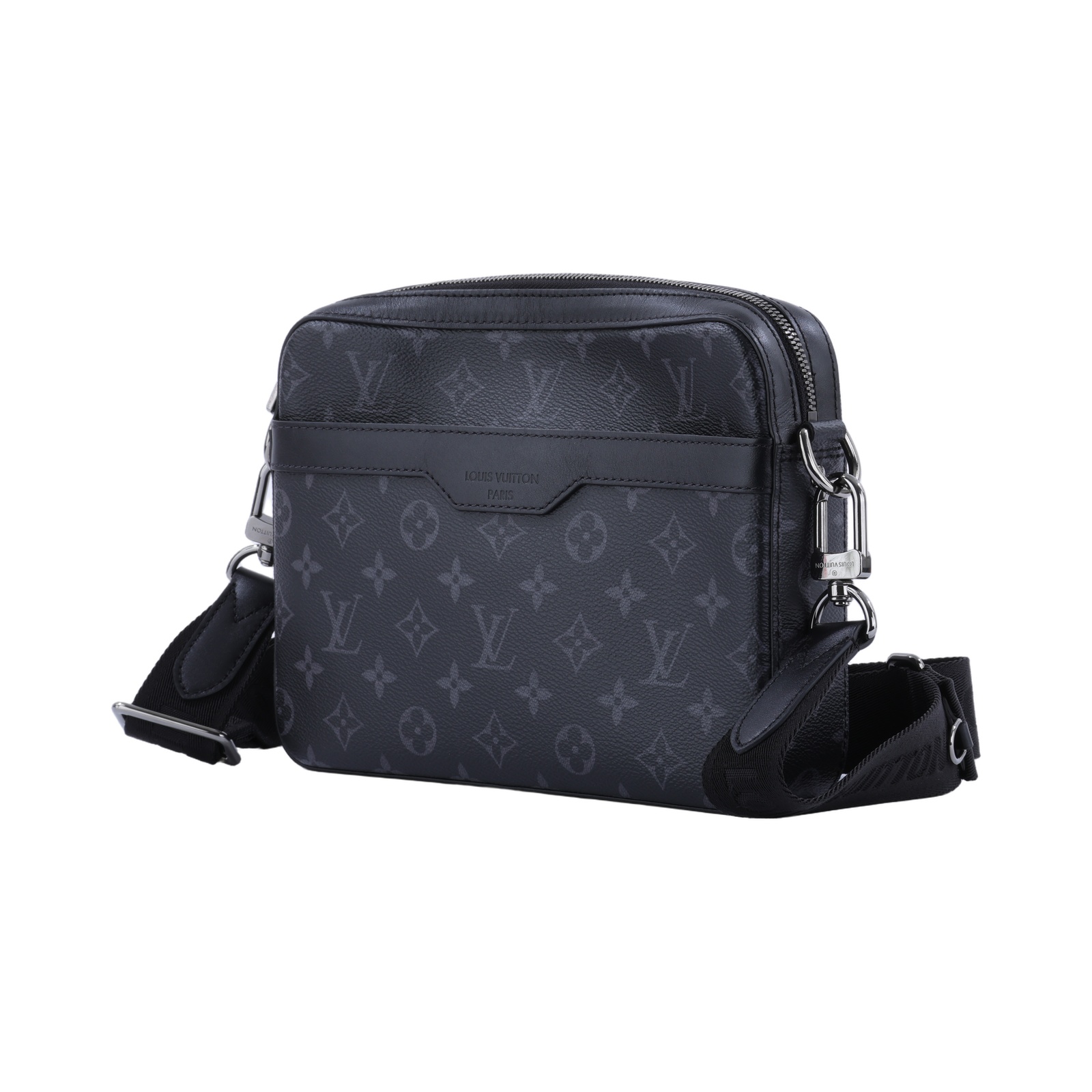 路易威登 LOUIS VUITTON Trio 郵差包 Eclipse帆布 黑色 灰色 M69443 晶片款  日本購買證明正本/防塵袋/原廠盒子/內袋2/背帶