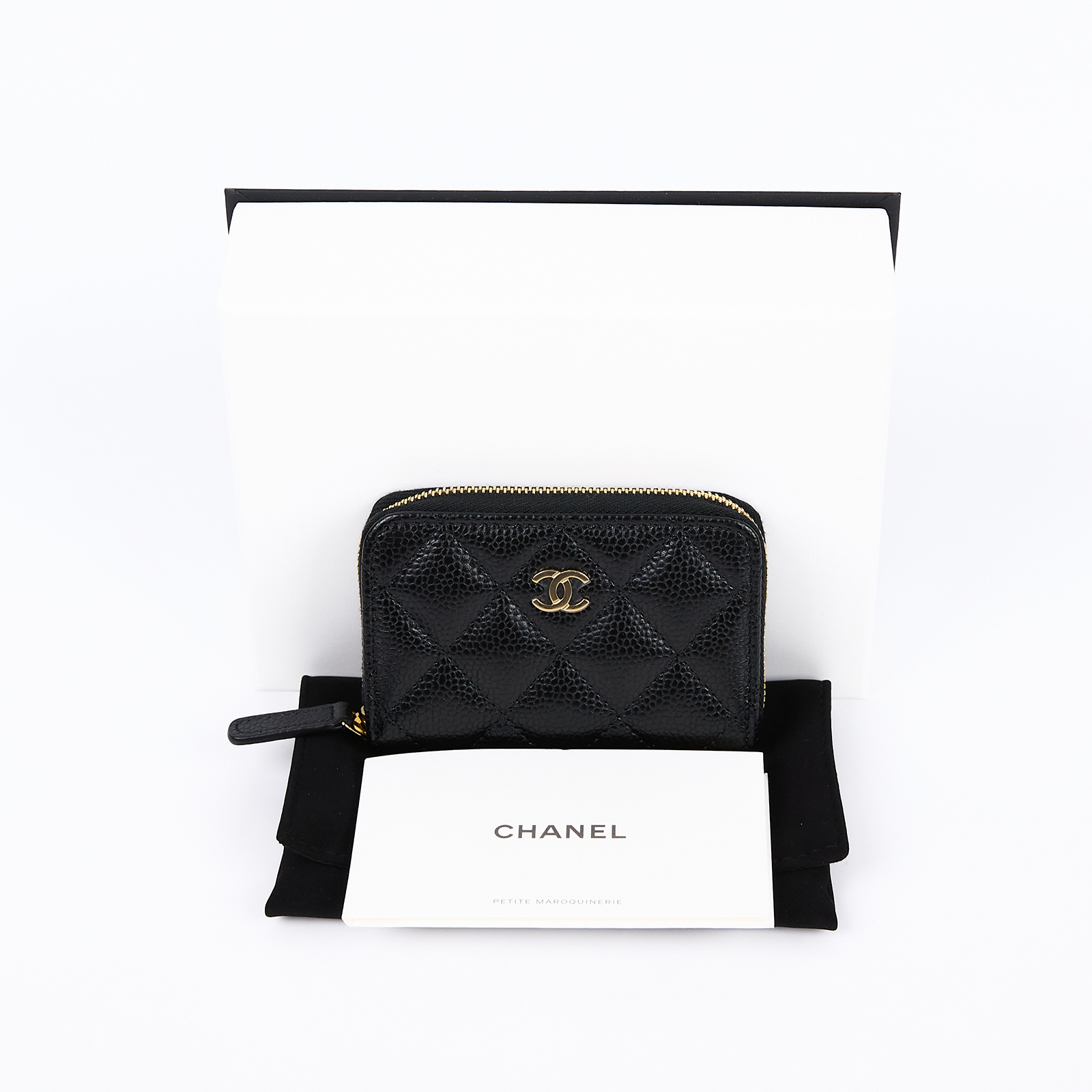 香奈兒 CHANEL 經典 拉鏈 零錢包 錢包 卡夾 AP0216 晶片款 黑色荔枝皮拉鍊零錢包 原廠盒子/防塵袋