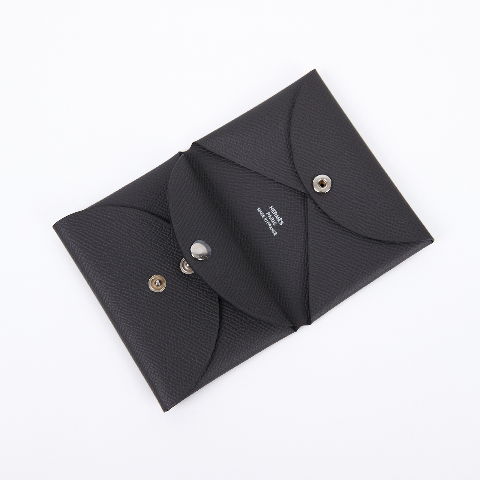 愛馬仕 Hermes Calvi Duo 卡包 石墨灰 銀色五金 H083035CK88 /U FM 011 PM  原廠盒子/購買證明