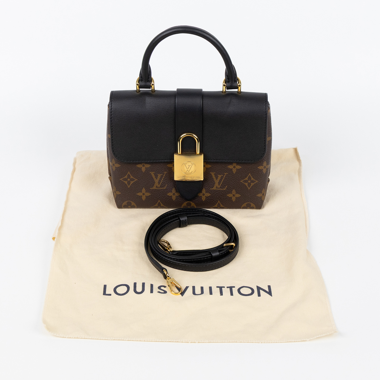 路易威登 LOUIS VUITTON Locky BB 手提包 黑色 M44141 黑拼原花LOCKY BB手提肩背包 防塵袋/背帶
