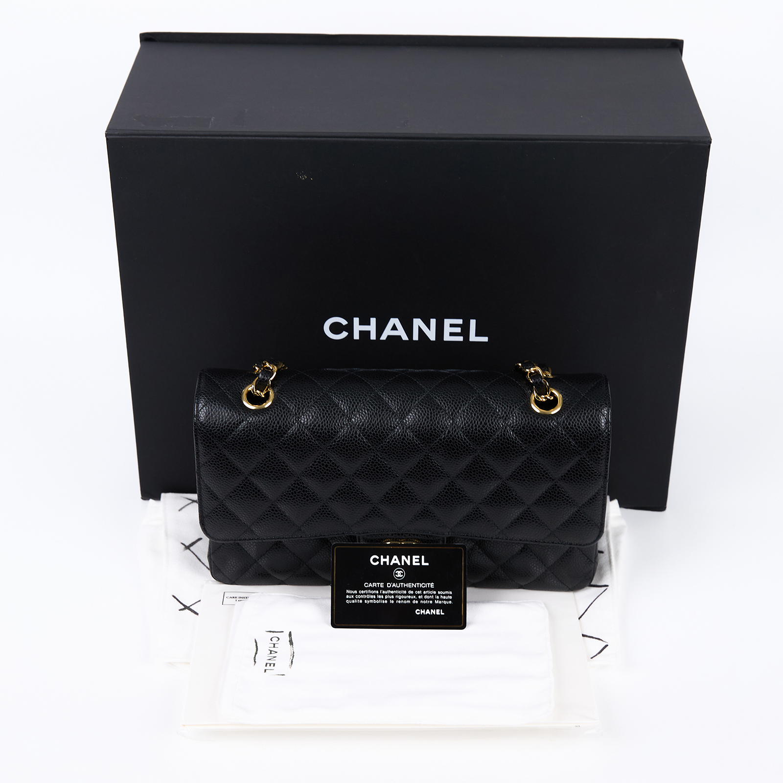 香奈兒 CHANEL CF 經典 11.12 口蓋包 A01112 29開黑金荔枝COCO25 原廠盒子/防塵袋/保證卡