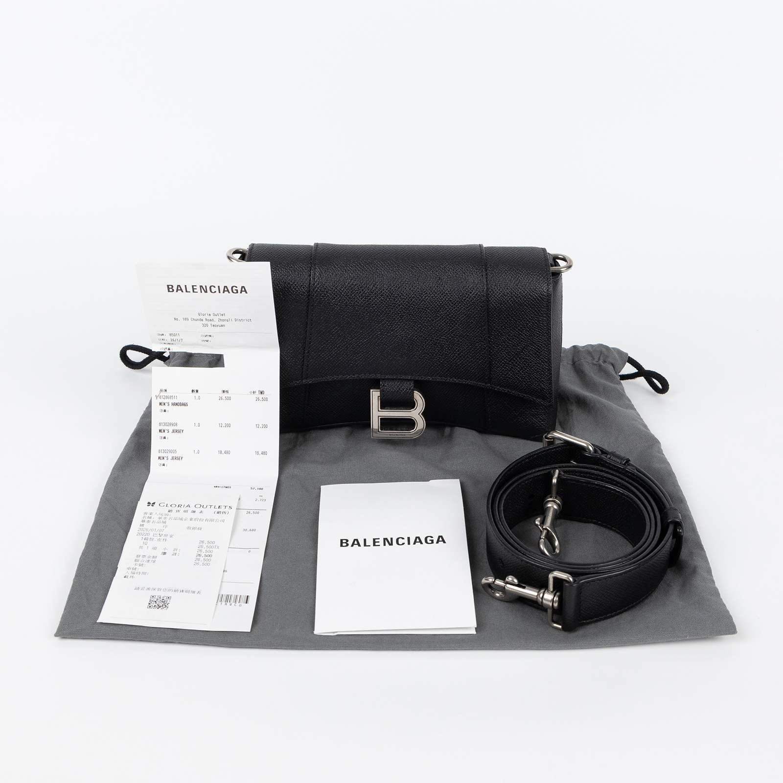 巴黎世家 BALENCIAGA DOWNTOWN 沙漏包 肩背包 斜背包  7364712AABJ 黑色DOWNTOWN XS 背帶/購買證明正本/防塵袋