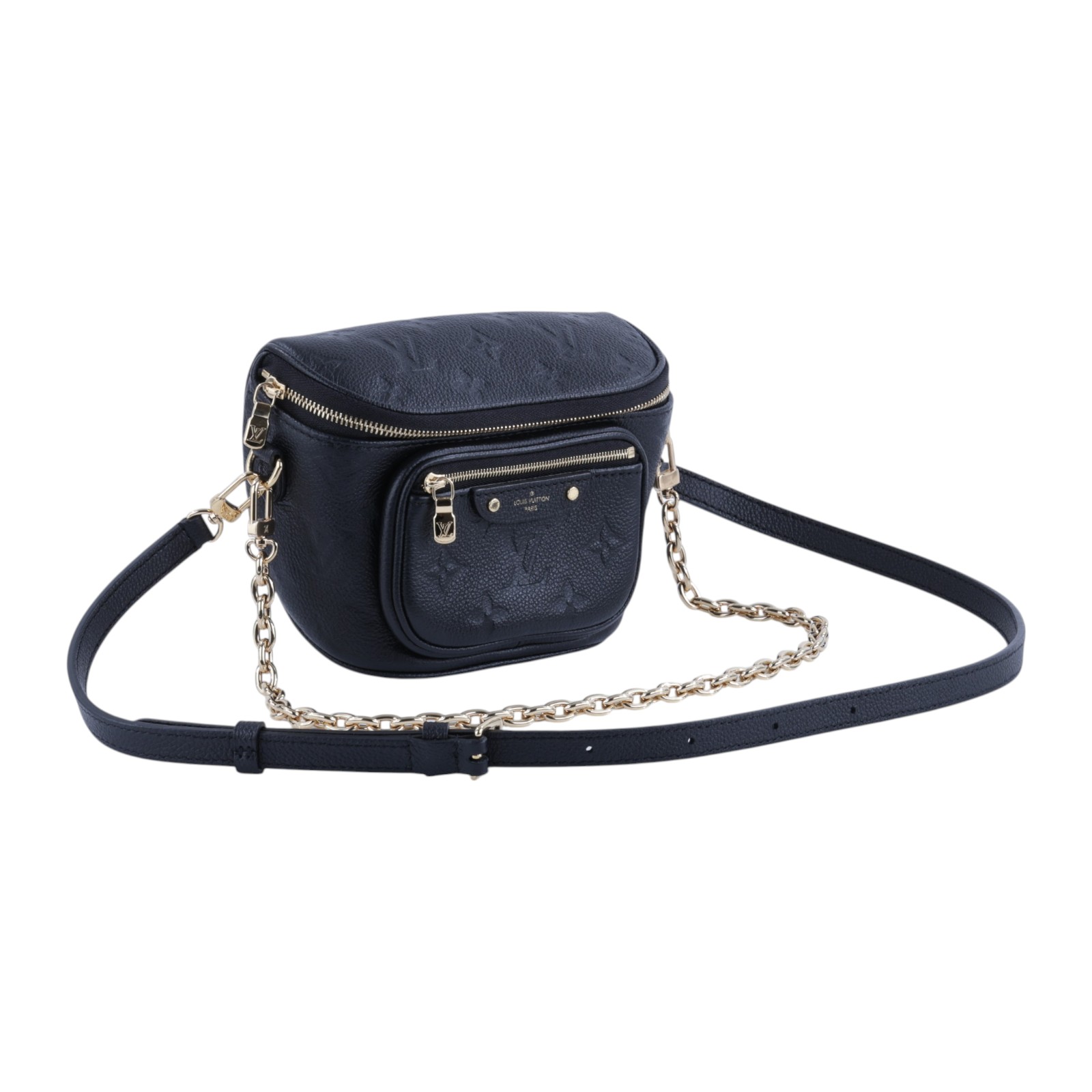 路易威登 LOUIS VUITTON Mini Bumbag 腰包 M46917 晶片款 黑壓紋MINI BUMBAG 防塵袋/背帶2/購買證明正本