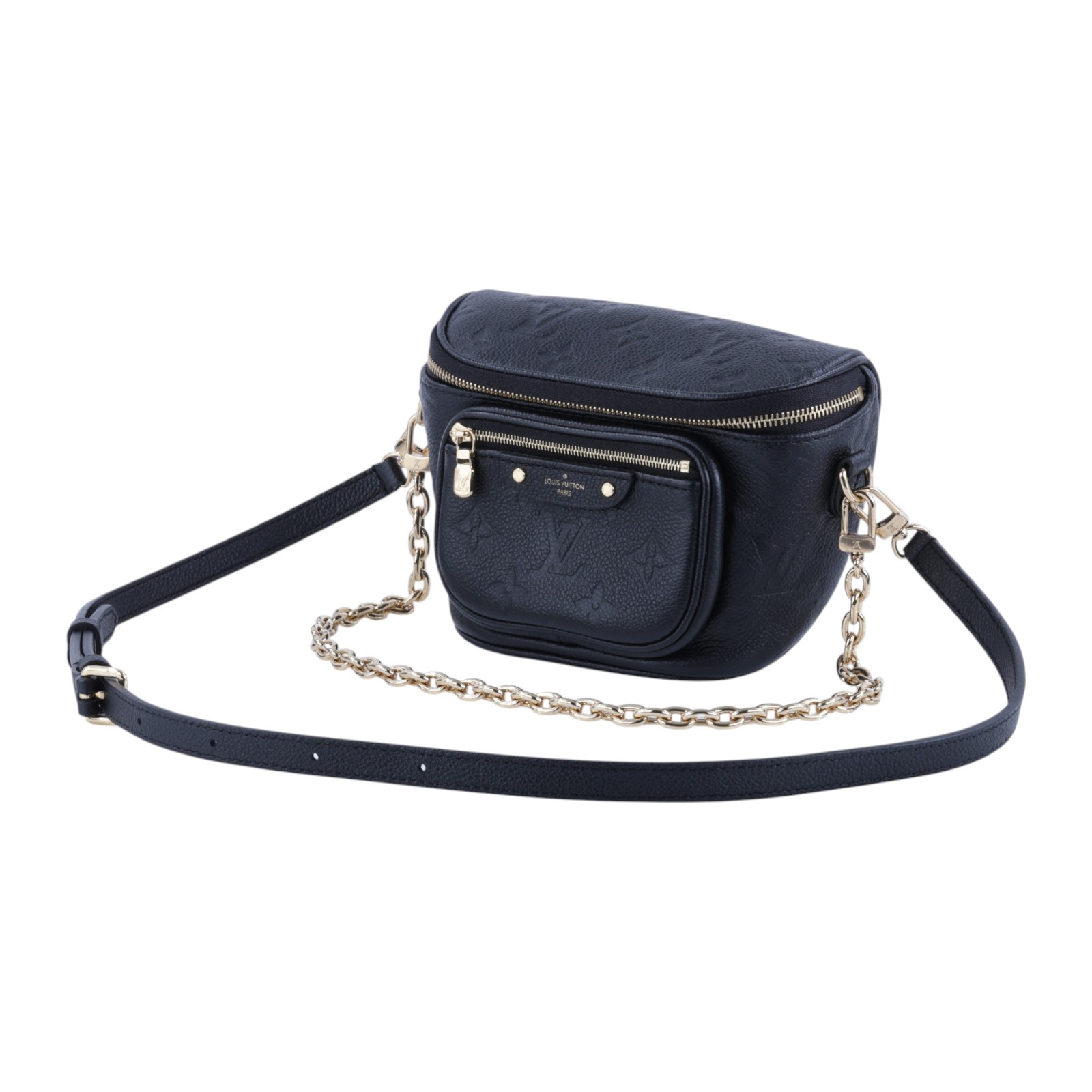 路易威登 LOUIS VUITTON Mini Bumbag 腰包 M46917 晶片款 黑壓紋MINI BUMBAG 防塵袋/背帶2/購買證明正本