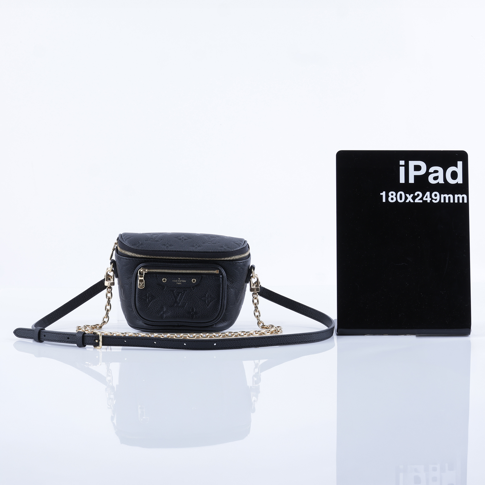 路易威登 LOUIS VUITTON Mini Bumbag 腰包 M46917 晶片款 黑壓紋MINI BUMBAG 防塵袋/背帶2/購買證明正本