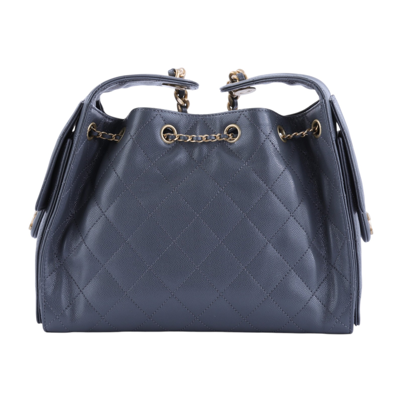 香奈兒 CHANEL 25 小型包 AS5293 晶片款 灰色金釦荔枝皮25包Small 原廠盒子/防塵袋