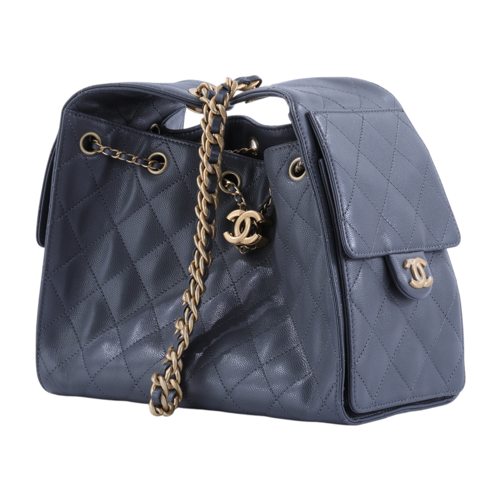 香奈兒 CHANEL 25 小型包 AS5293 晶片款 灰色金釦荔枝皮25包Small 原廠盒子/防塵袋