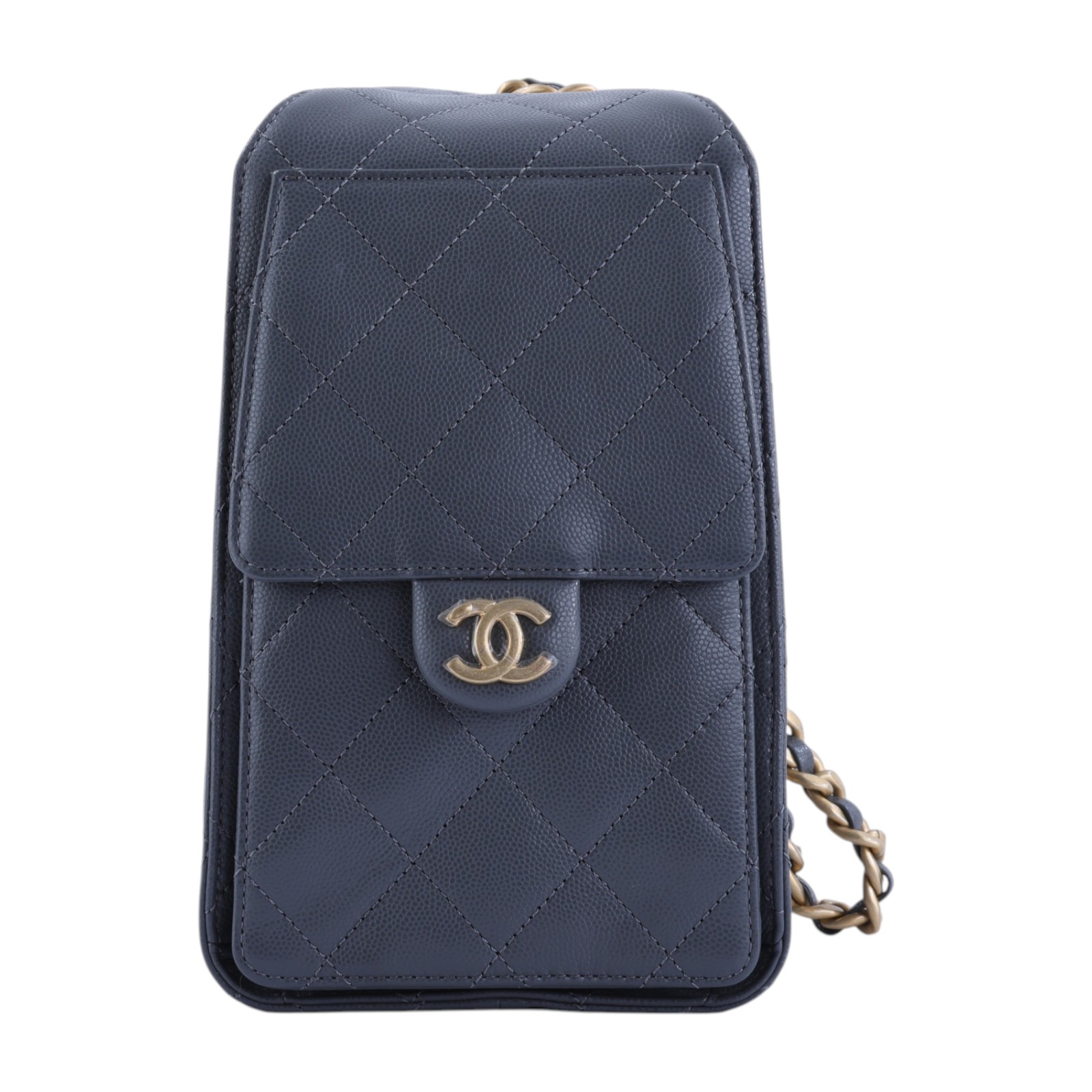 香奈兒 CHANEL 25 小型包 AS5293 晶片款 灰色金釦荔枝皮25包Small 原廠盒子/防塵袋