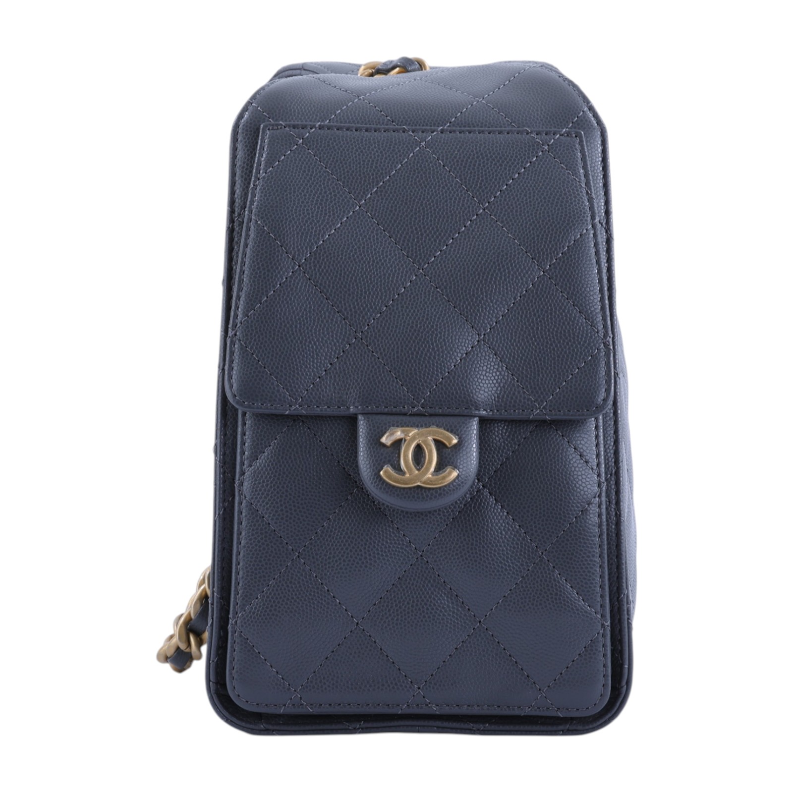 香奈兒 CHANEL 25 小型包 AS5293 晶片款 灰色金釦荔枝皮25包Small 原廠盒子/防塵袋