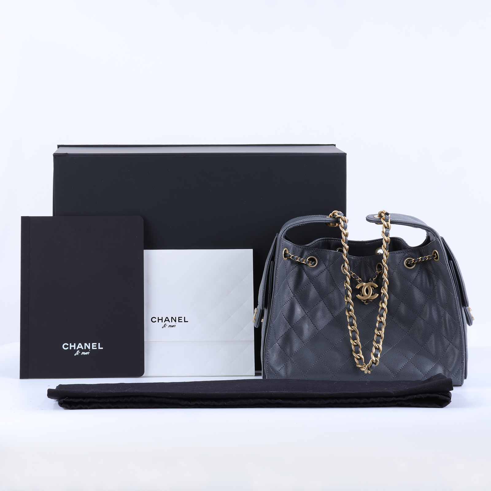 香奈兒 CHANEL 25 小型包 AS5293 晶片款 灰色金釦荔枝皮25包Small 原廠盒子/防塵袋