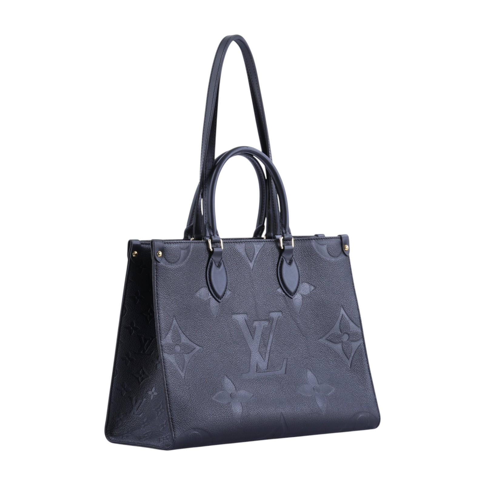 路易威登 LOUIS VUITTON OnTheGo MM 黑色 壓花 手提 肩背包 M45595 晶片款 黑壓紋ON THE GO MM 原廠盒子/防塵袋