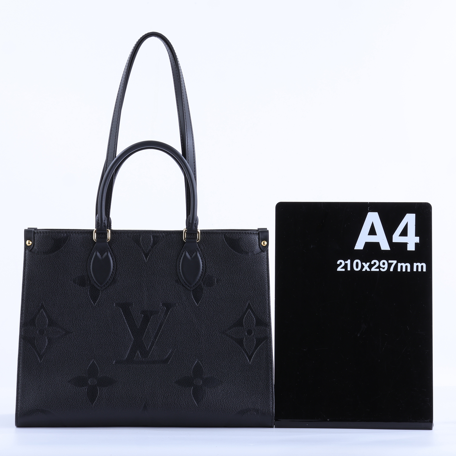路易威登 LOUIS VUITTON OnTheGo MM 黑色 壓花 手提 肩背包 M45595 晶片款 黑壓紋ON THE GO MM 原廠盒子/防塵袋