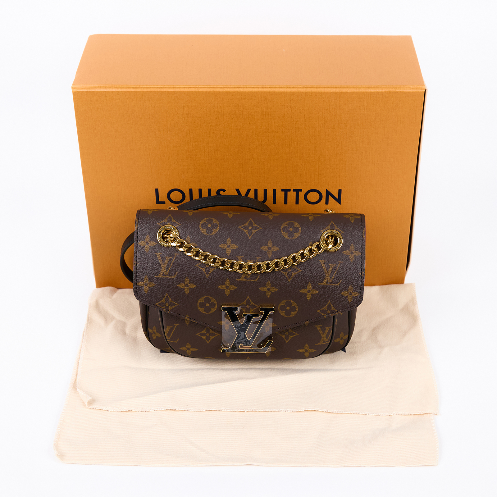 路易威登 LOUIS VUITTON Passy 帆布 肩背 斜背包 M45592 晶片款 原花PASSY 原廠盒子/防塵袋