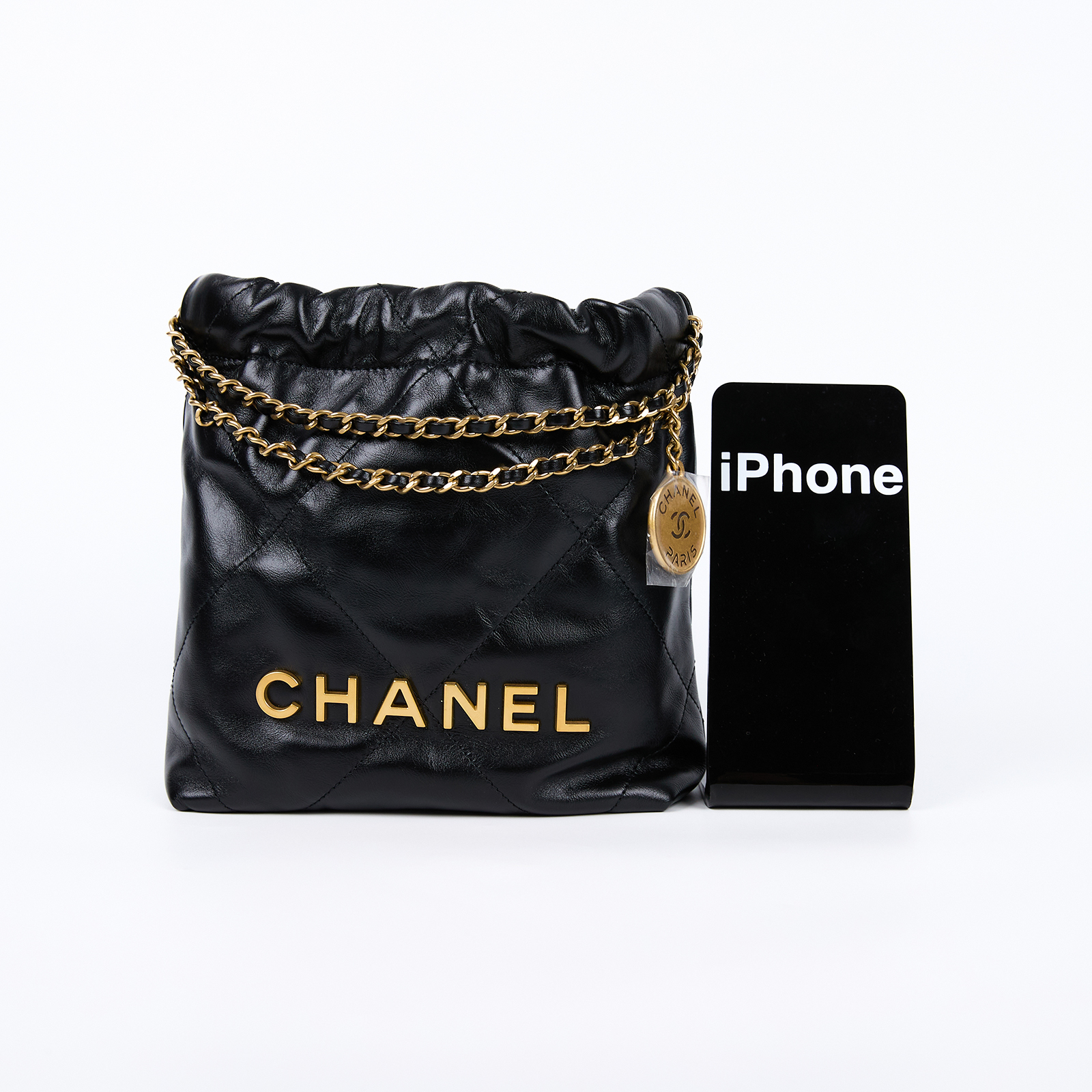 香奈兒 CHANEL 22 迷你 束口包 AS3980 晶片款 黑金22包 MINI 原廠盒子/防塵袋