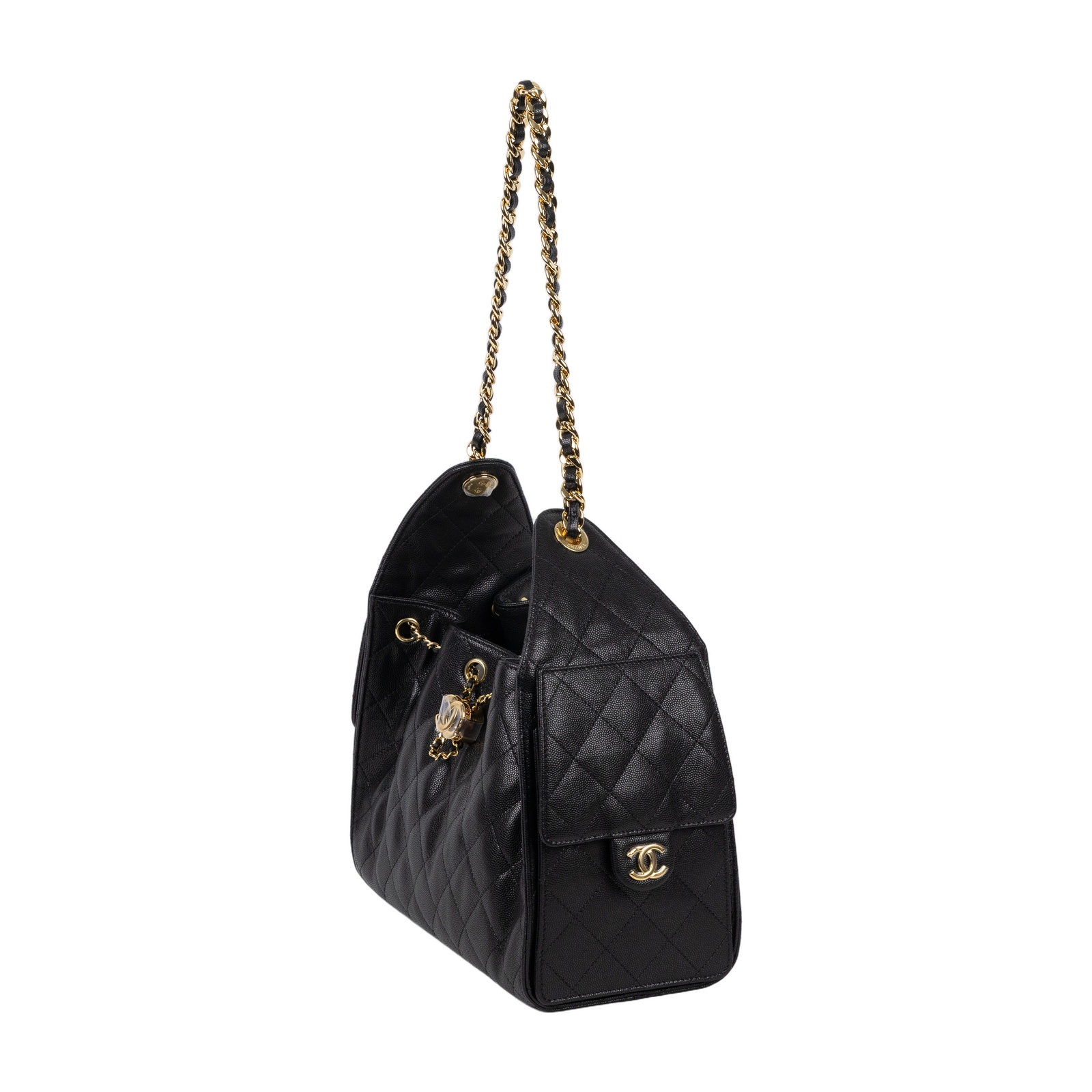 香奈兒 CHANEL 25 小型包 AS5293 晶片款 黑金荔枝25包 小號 原廠盒子/防塵袋