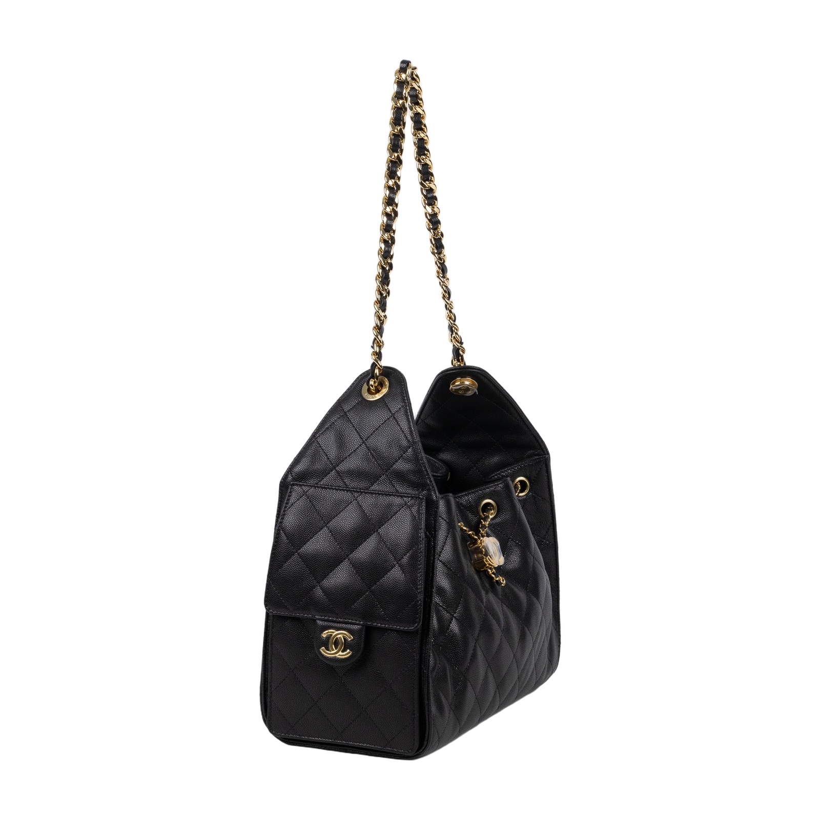 香奈兒 CHANEL 25 小型包 AS5293 晶片款 黑金荔枝25包 小號 原廠盒子/防塵袋